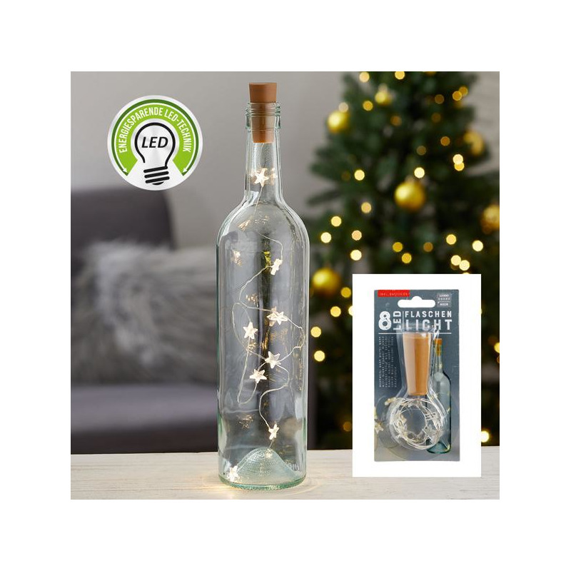 Cepewa Flessenstop/kurk - met sterren led verlichting -flesverlichting