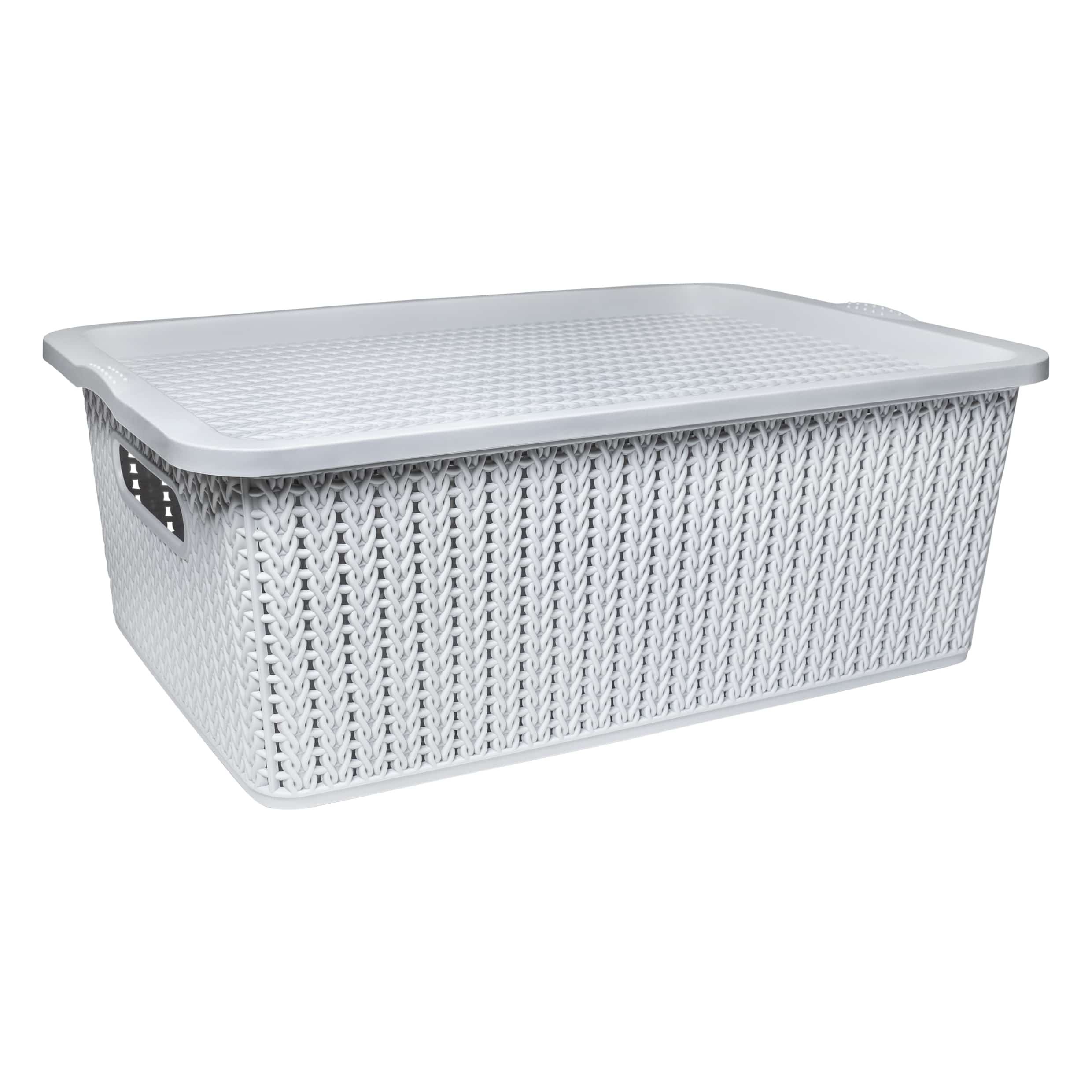 QUVIO Opbergmand met deksel - Kunststof - 27,5 x 41 x 14,5 cm