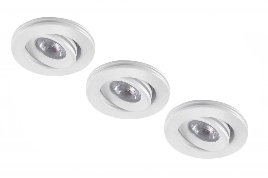 Set van 3 stuks dimbare mini inbouwLEDspot, 3 Watt, IP44