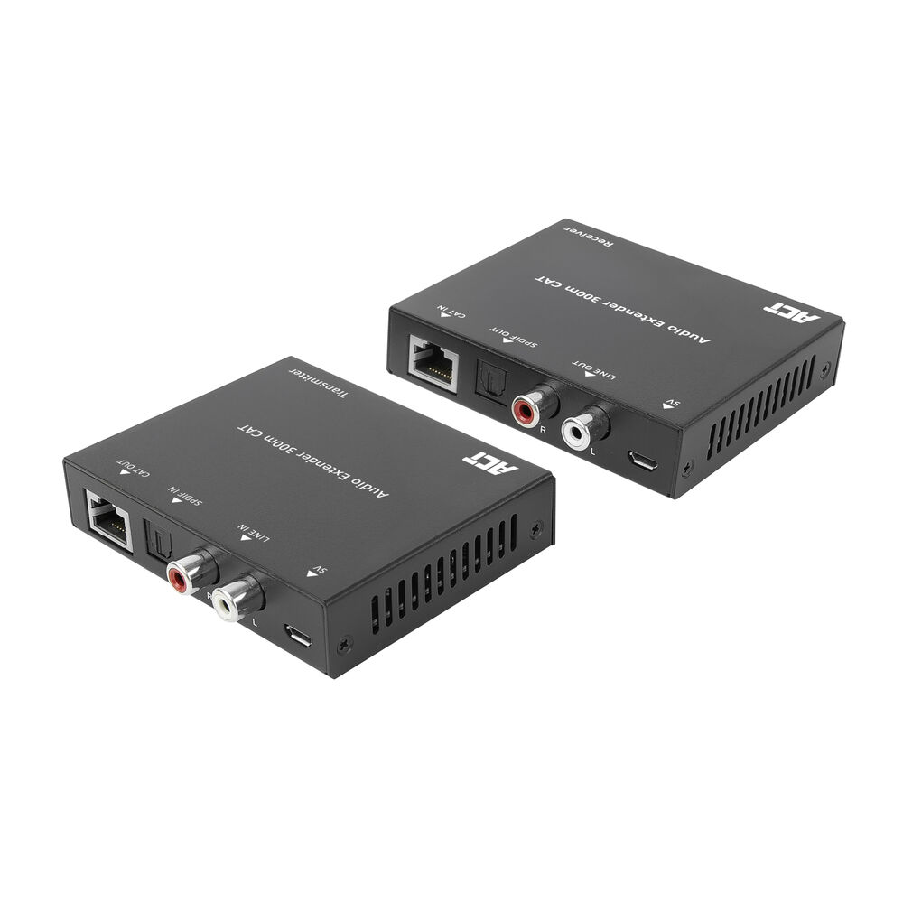 ACT AC7710 Digitale of Analoge Audio Extender Set over CAT5e/6 | DAC | tot 300 meter | Zwart