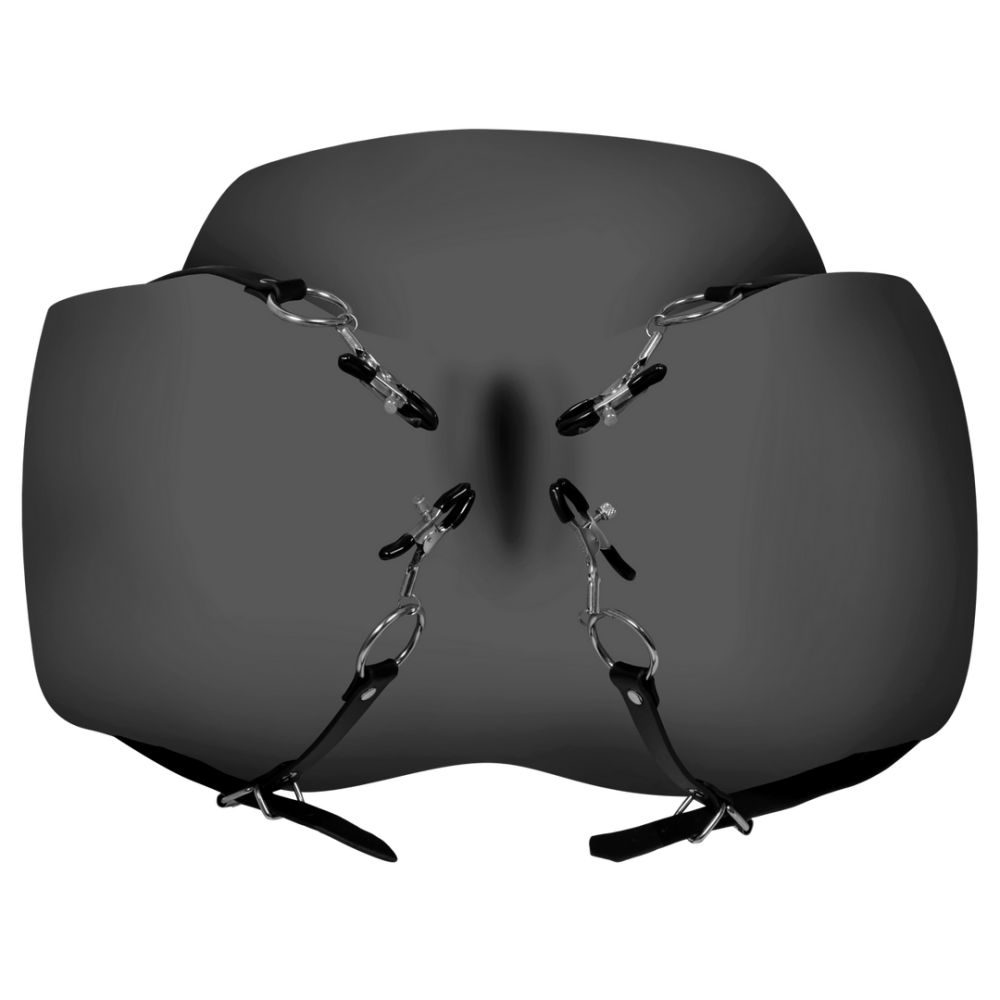 Ouch! by Shots Labia Spreader met Klemmen - Zwart