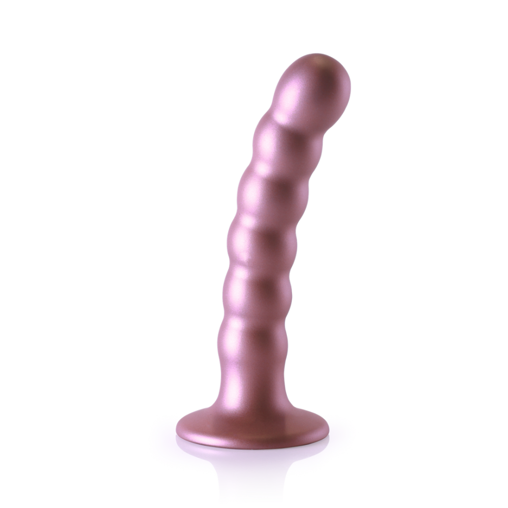 Ouch! by Shots Beaded Silicone G-Spot Dildo - 5'' / 13 cm - Roségoud