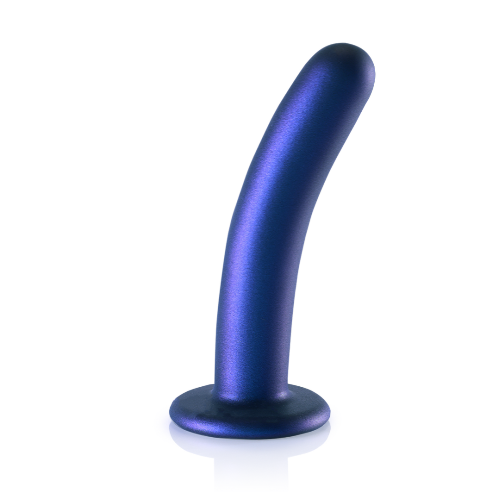 Ouch! by Shots Zachte Silicone G-Spot Dildo - 6'' / 14,5 cm - Metallic Blauw