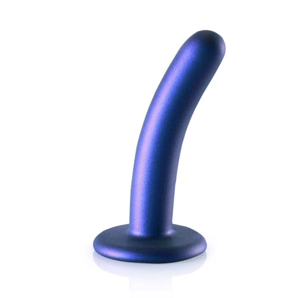 Ouch! by Shots Zachte Siliconen G-Spot Dildo - 5'' / 12 cm - Metallic Blauw
