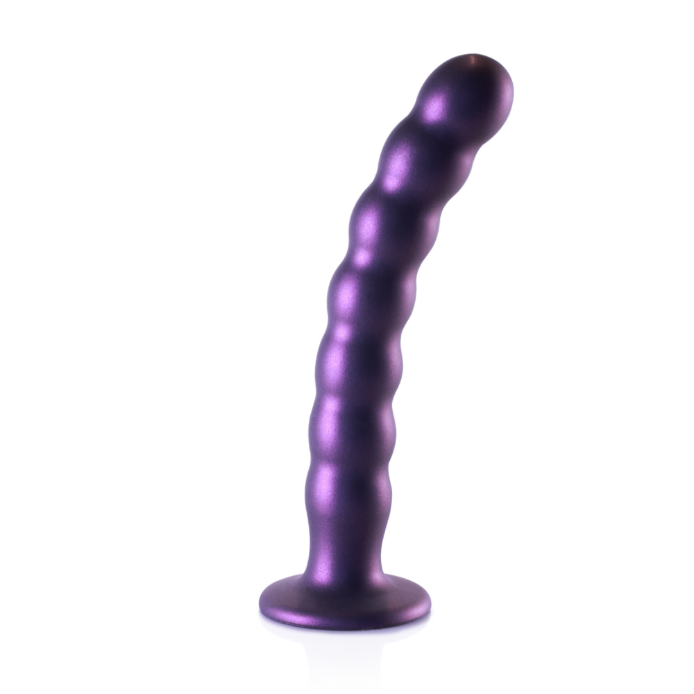 Ouch! by Shots Gekralde Silicone G-Spot Dildo - 8'' / 20,5 cm - Metallic Paars