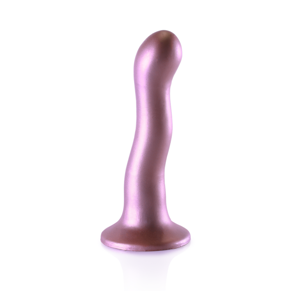 Ouch! by Shots Ultra Zachte Silicone Curvy G-Spot Dildo - 7'' / 17 cm - Roségoud