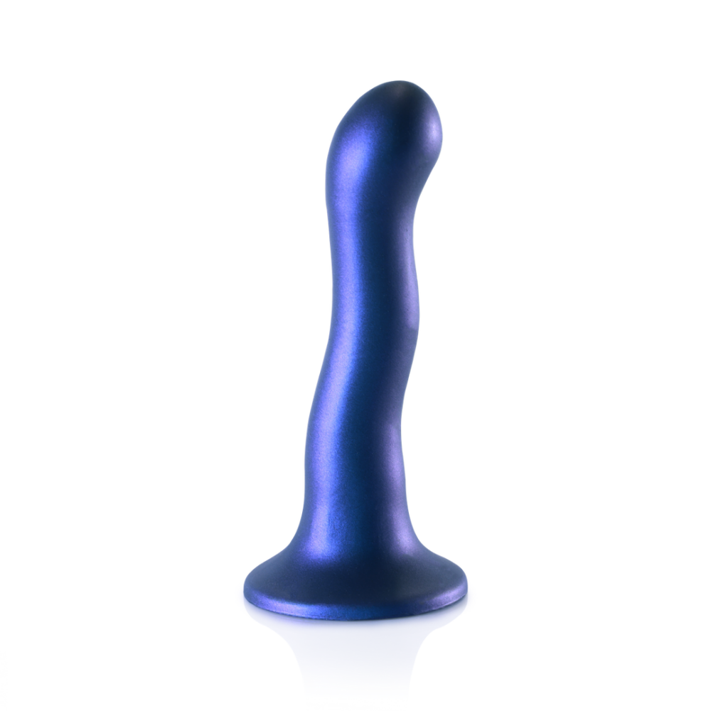 Ouch! by Shots Ultra Zachte Siliconen Curve G-Spot Dildo - 7'' / 17 cm - Metallic Blauw