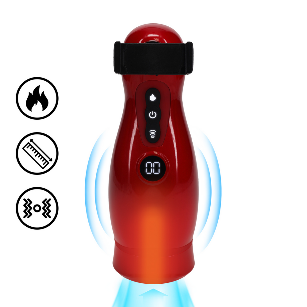 Pumped by Shots Virtuo - Suction and Vibration Masturbator Pump with Phone Attachment - Metallic Red