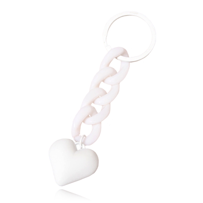 Sleutelhanger 4 grote Schakels & Hart - Wit