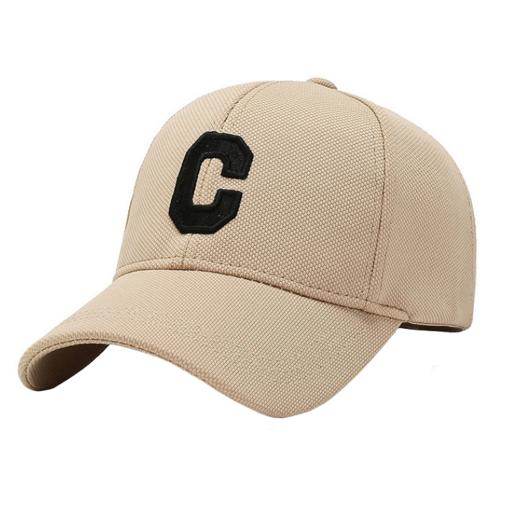 Baseball Cap Geborduurde "C" - Beige & Zwart