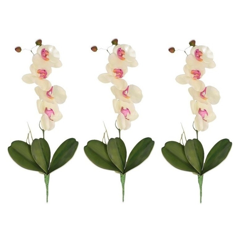 Wit/Roze Orchidee/Phalaenopsis kunstplant takken 44 cm voor binnen