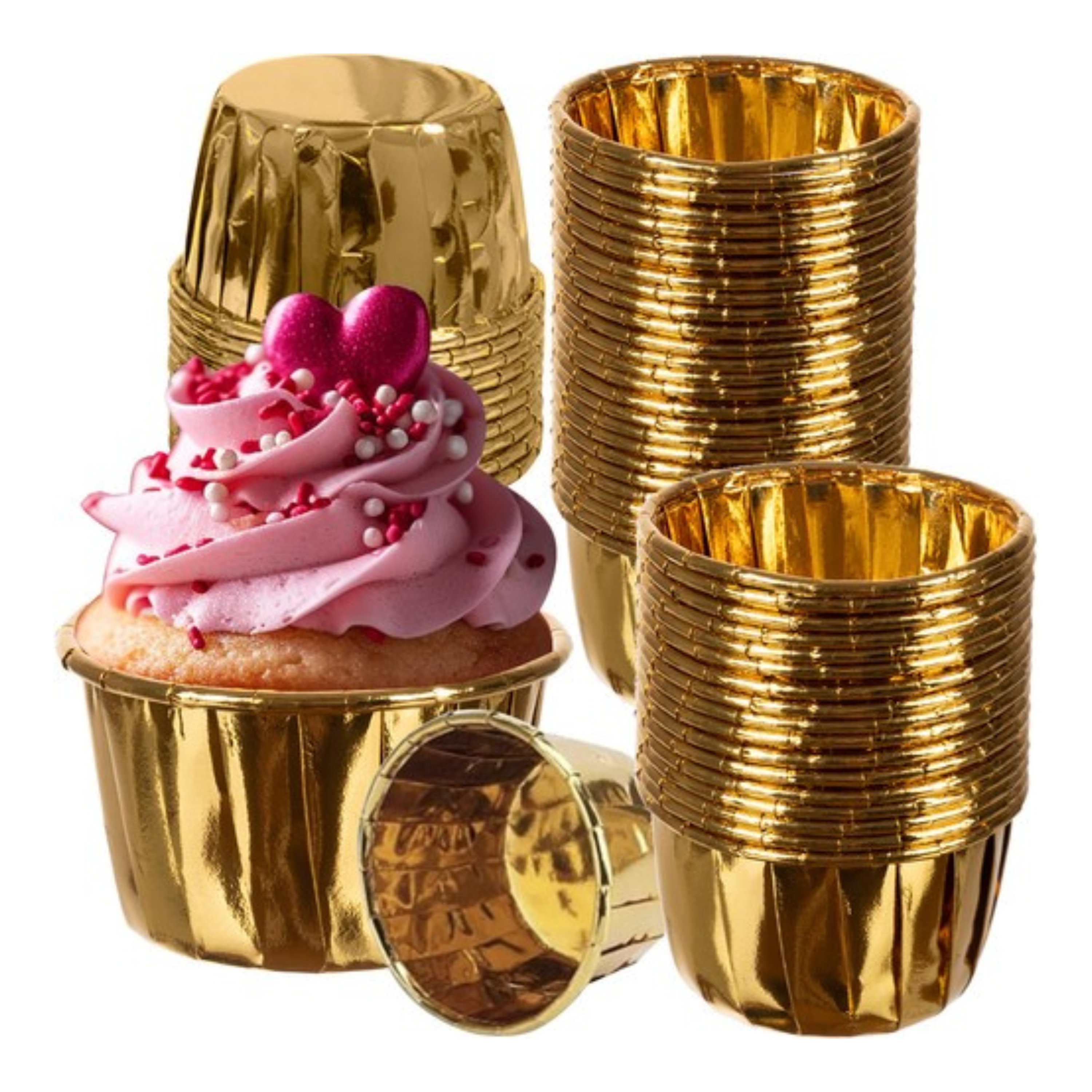 Ruhhy Muffinvormpjes - 50x stuks - goud - 3,5 x 6 cm - cupcake vorm - papier - aluminiumfolie -