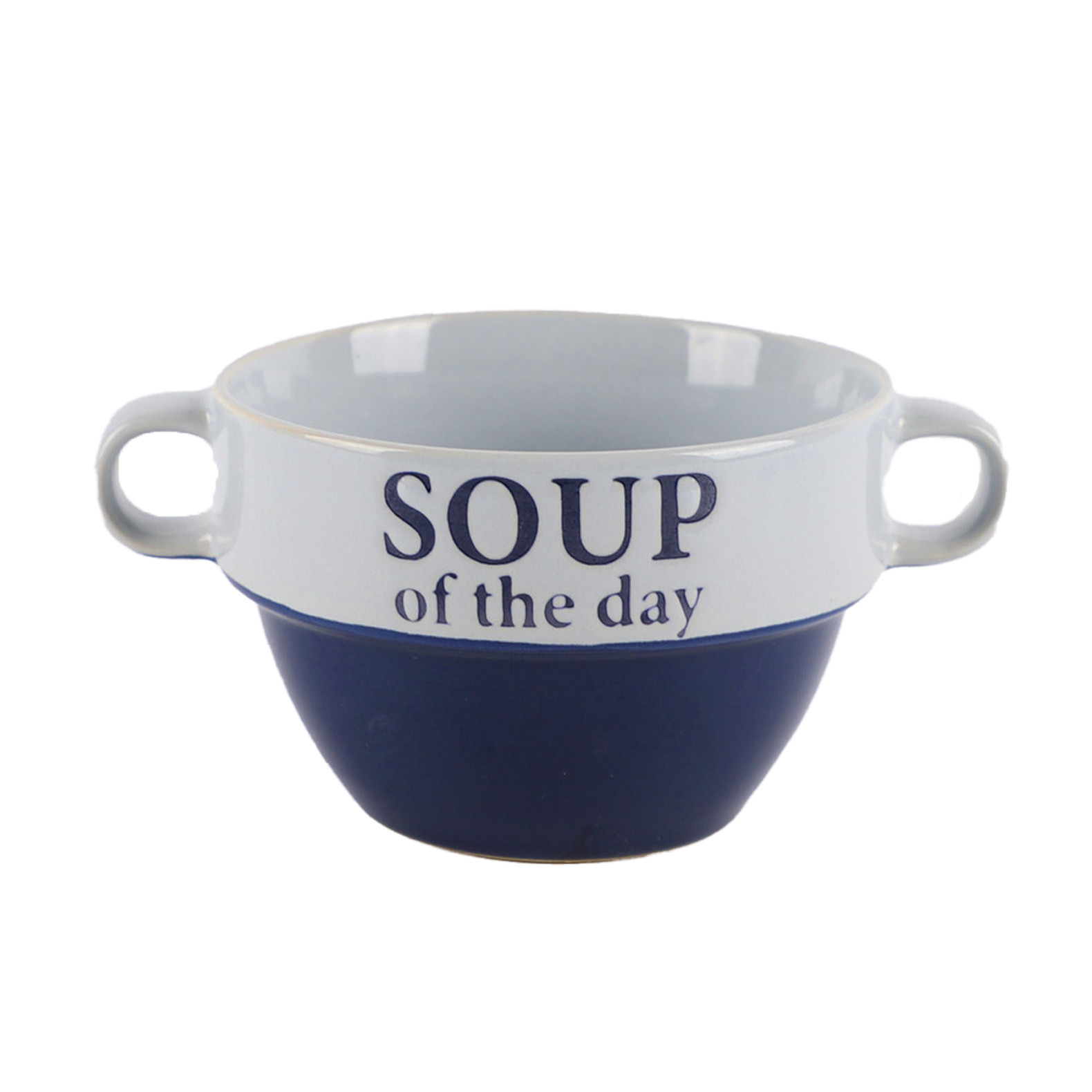 Bellatio Design Soepkommen - 1x - Soup of the day - keramiek - D12 x H8 cm - blauw - Stapelbaar -