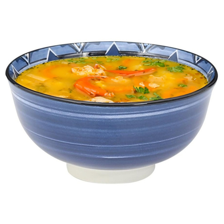 Soepkommen Tokyo style - blauw - 1x stuks - 12 x 6 cm - keramiek - soepkommetjes - schaaltjes -