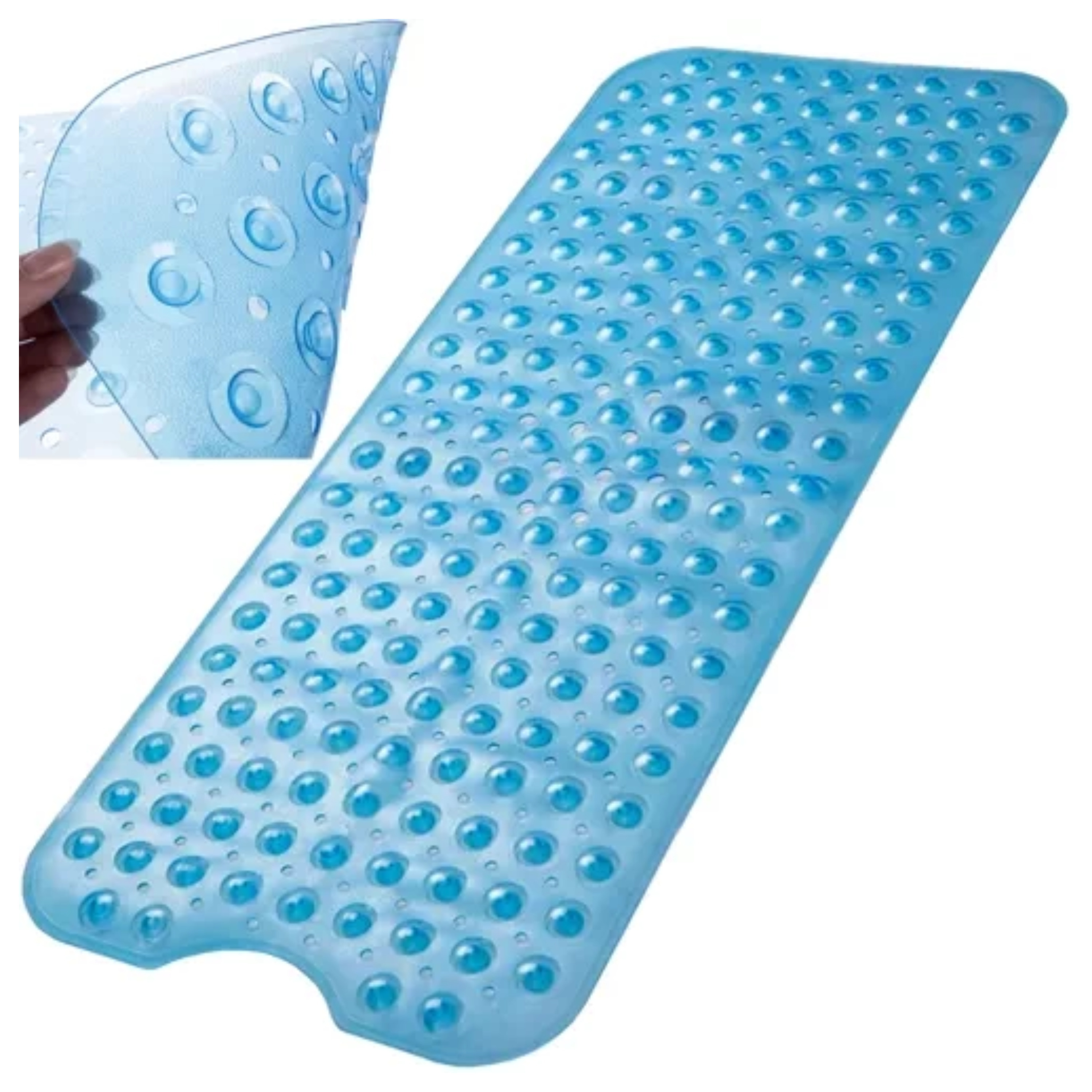 Ruhhy Badmat - antislip - blauw - PVC - 100 x 40 cm - met zuignappen -