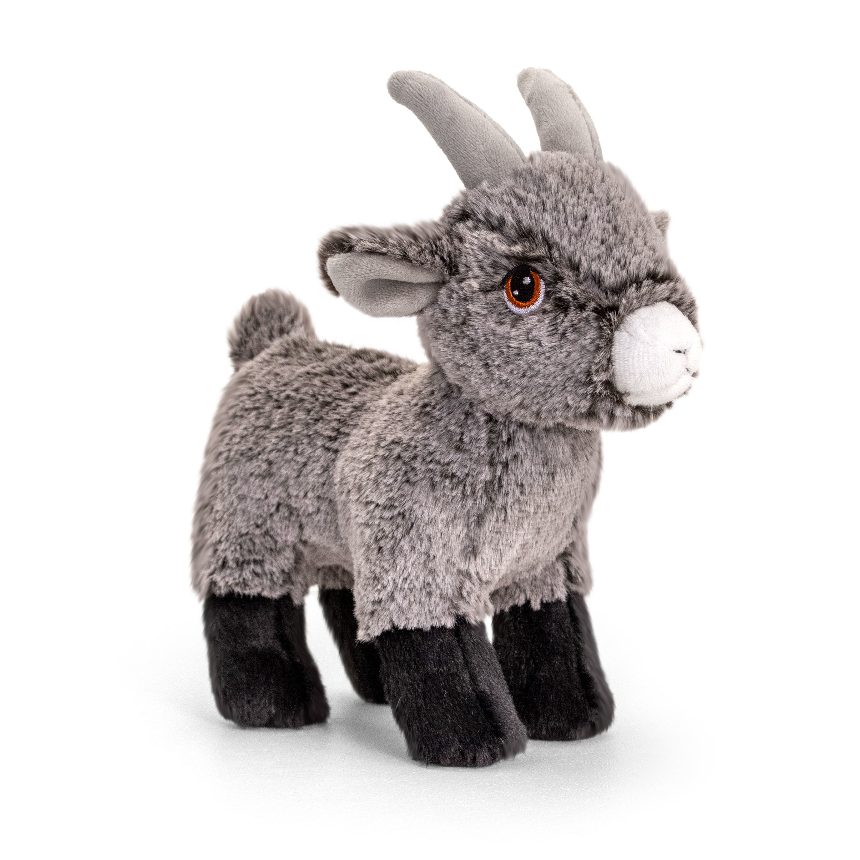 Pluche knuffel dier - 1x - geitje - grijs - 20 cm - Knuffelbeesten - Boerderij dieren -