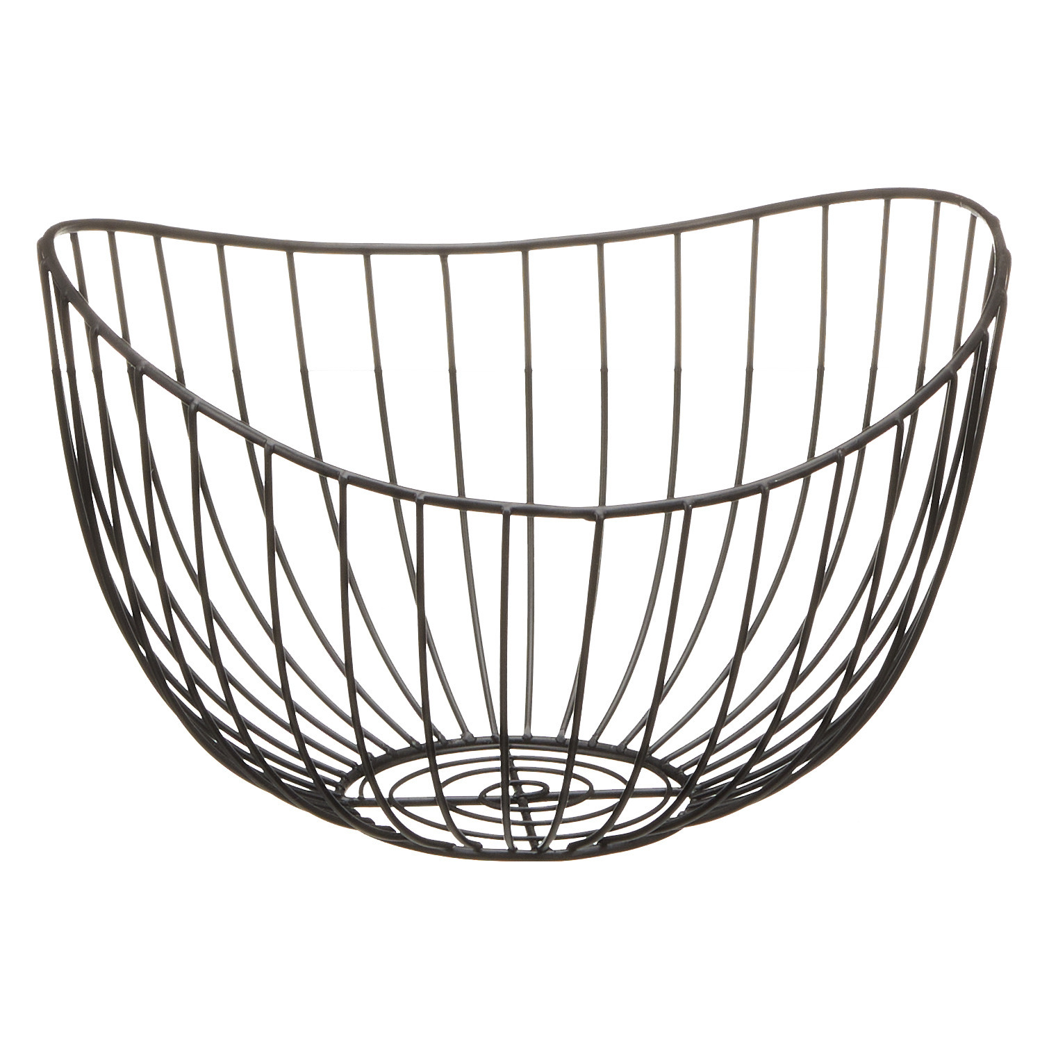 Fruitschaal - metaal - zwart - 26 x 17 x 24 cm - rond - fruitmand -