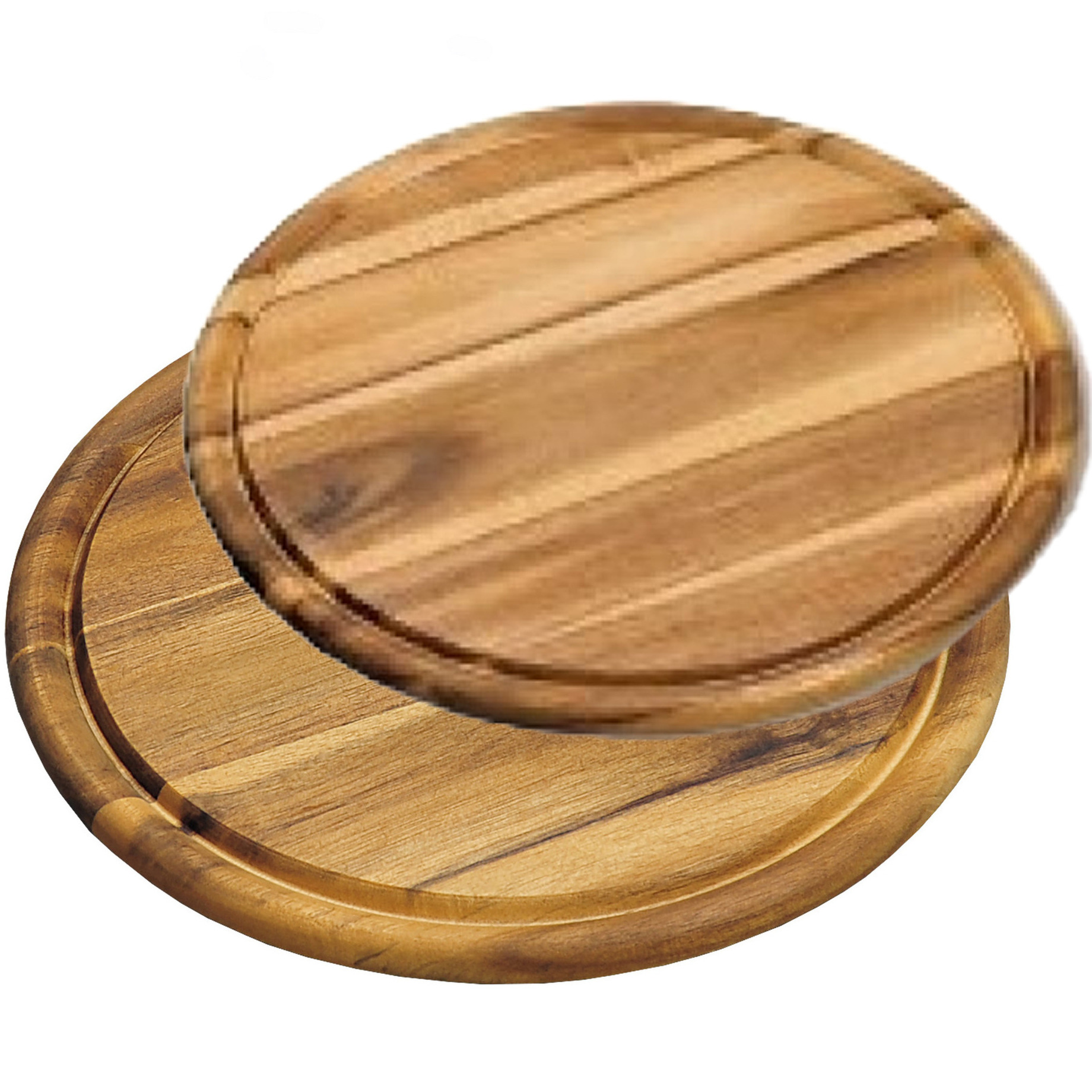Houten broodplanken/serveerplanken 2x stuks rond met sapgroef 25 en 30 cm -