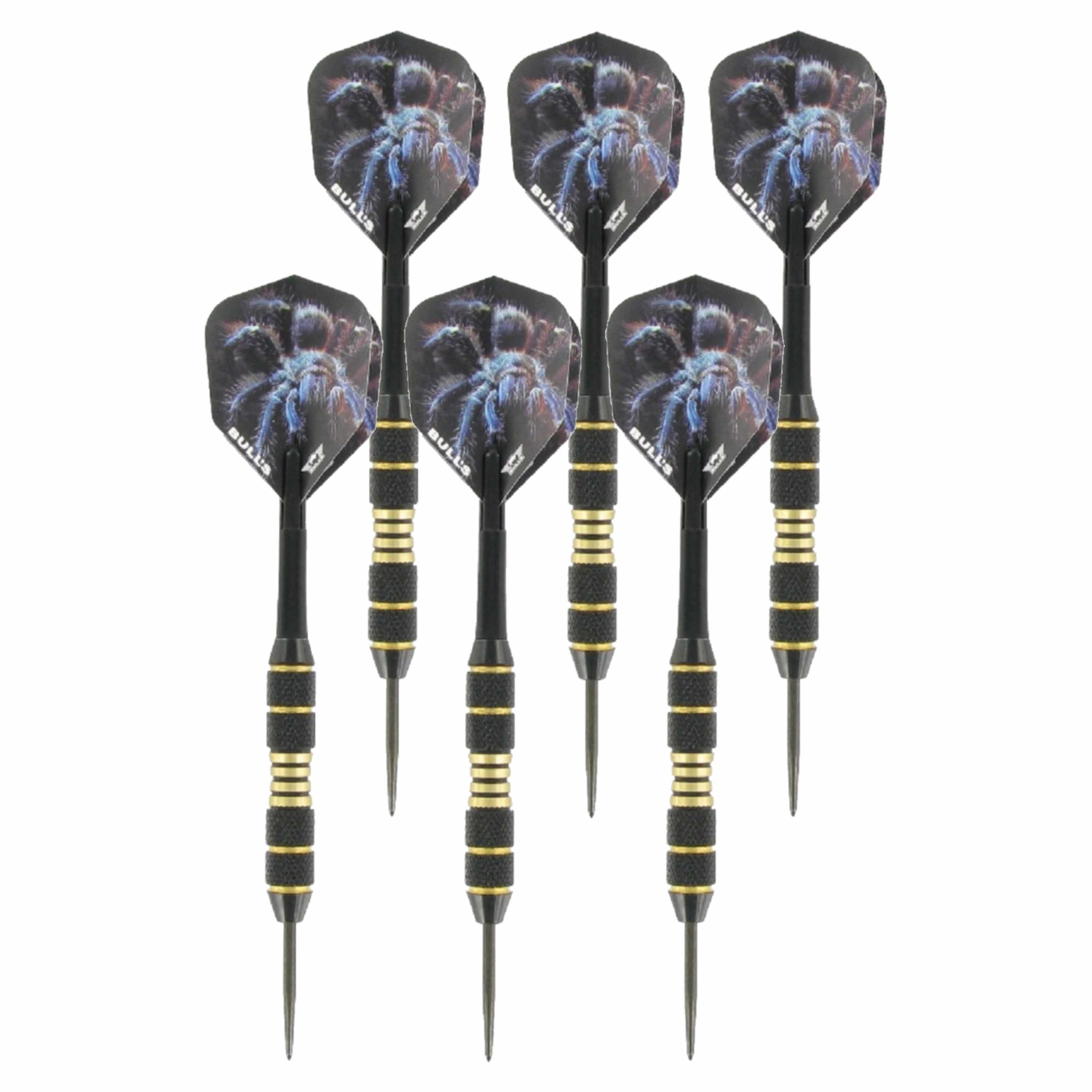 2x Set van 3 dartpijlen Tarantula Brass 20 grams -