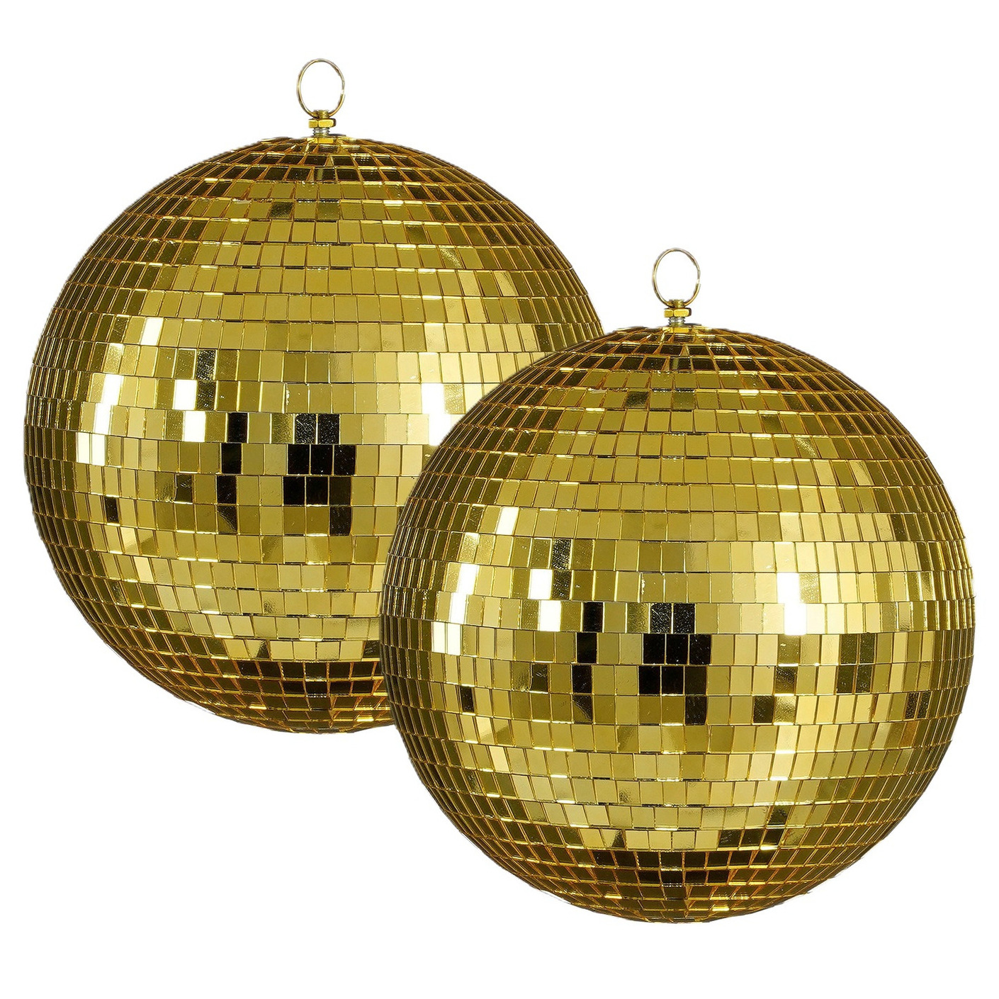 Mega discobal kerstballen - 2x - goud - 25 cm - foam - spiegelbol - kerstversiering -