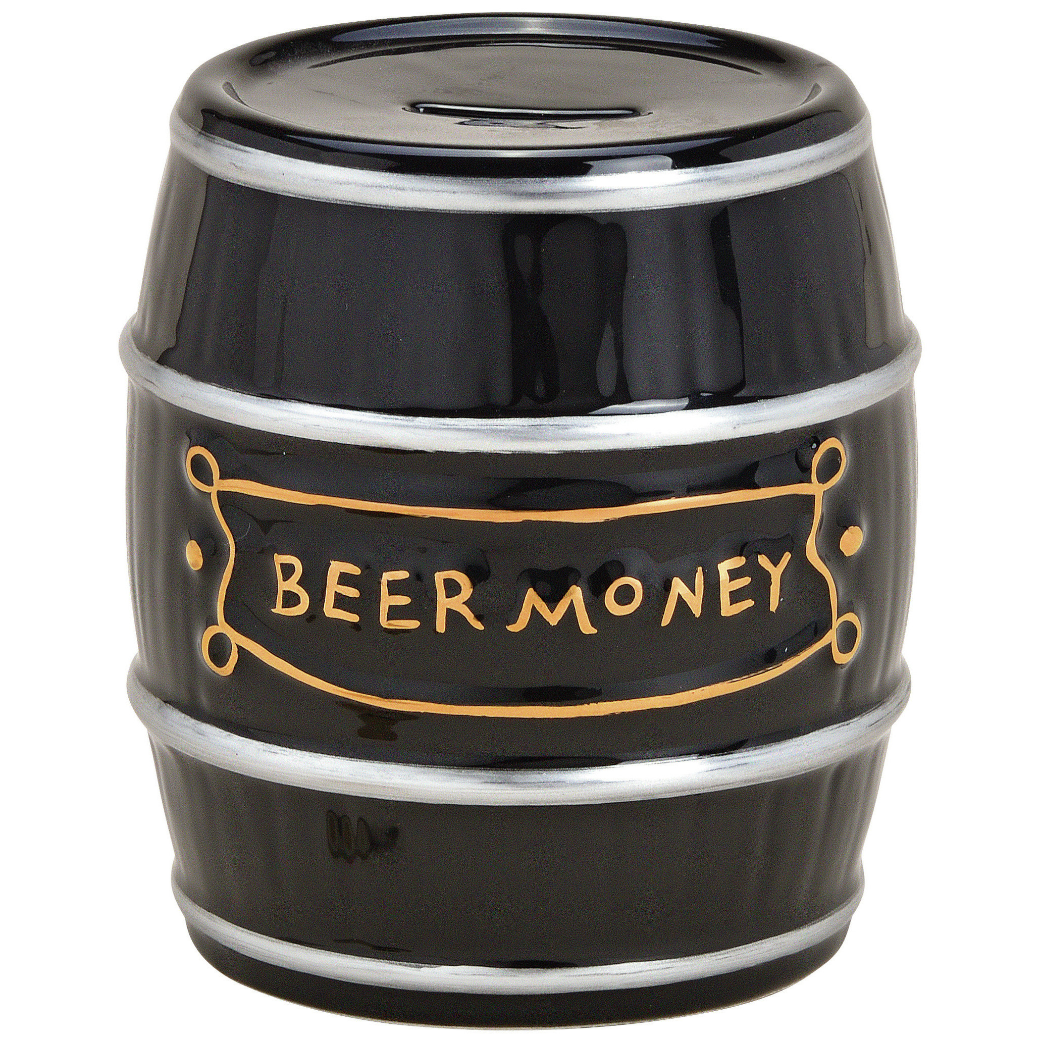 Spaarpot voor volwassenen Beermoney - Keramiek - Bier vat/ton - 13 x 14 cm