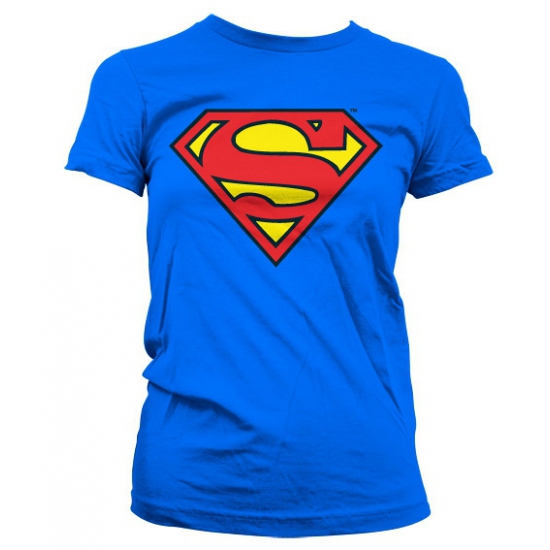 Superman dames verkleed T-shirt - blauw - korte mouwen - DC Comics XL -