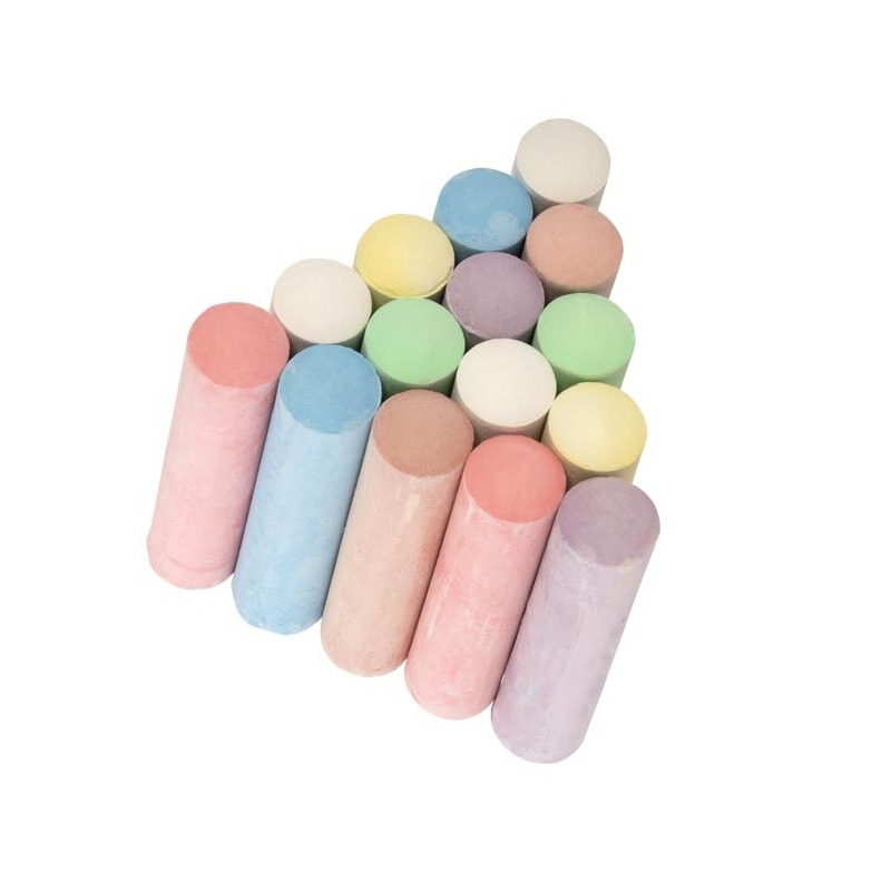 Stoepkrijt gekleurd - 15 stuks - 7 kleuren - in emmer -