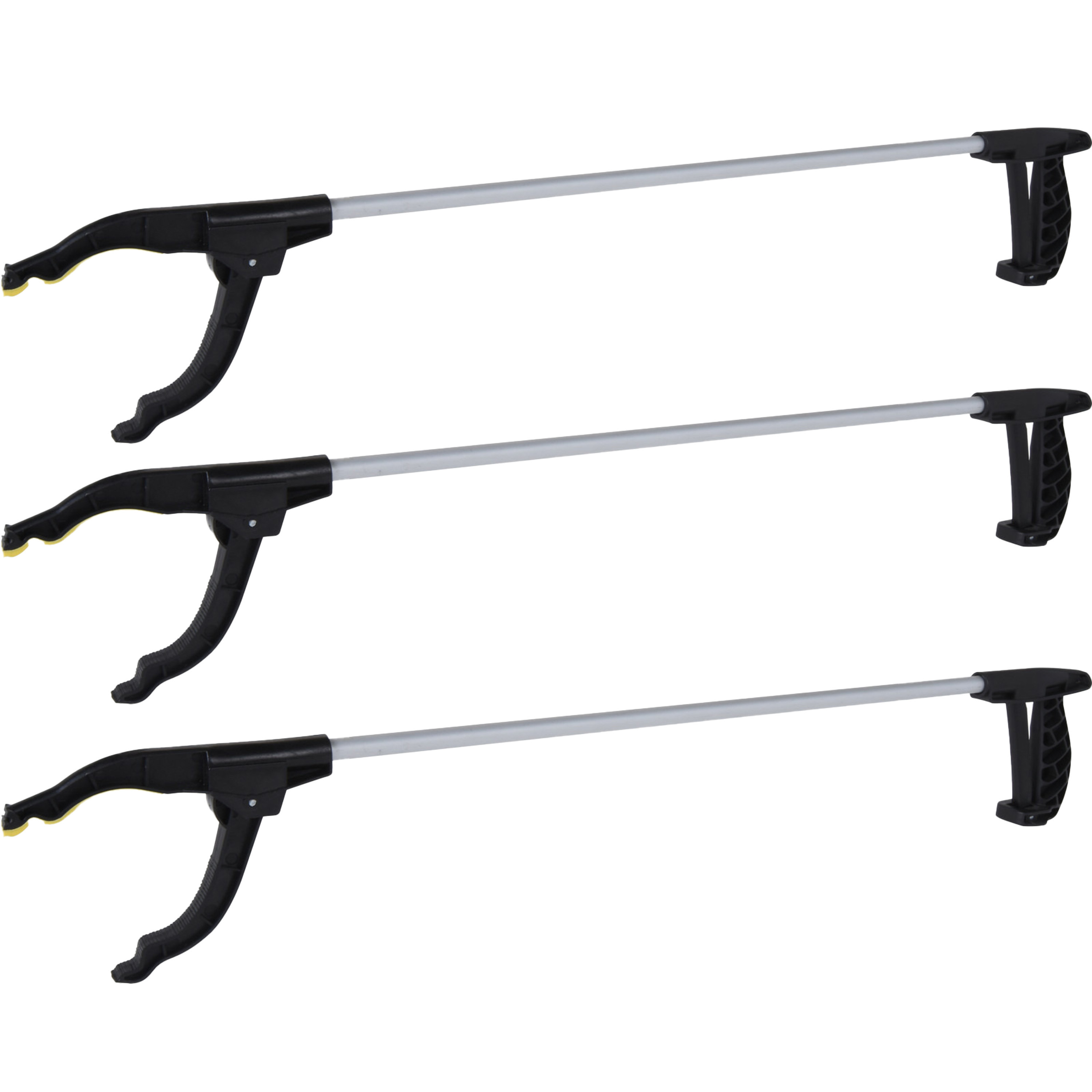 Afvalgrijper/grijptang - 3x - grijs - 76 cm - aluminium/kunststof - grip kaak -