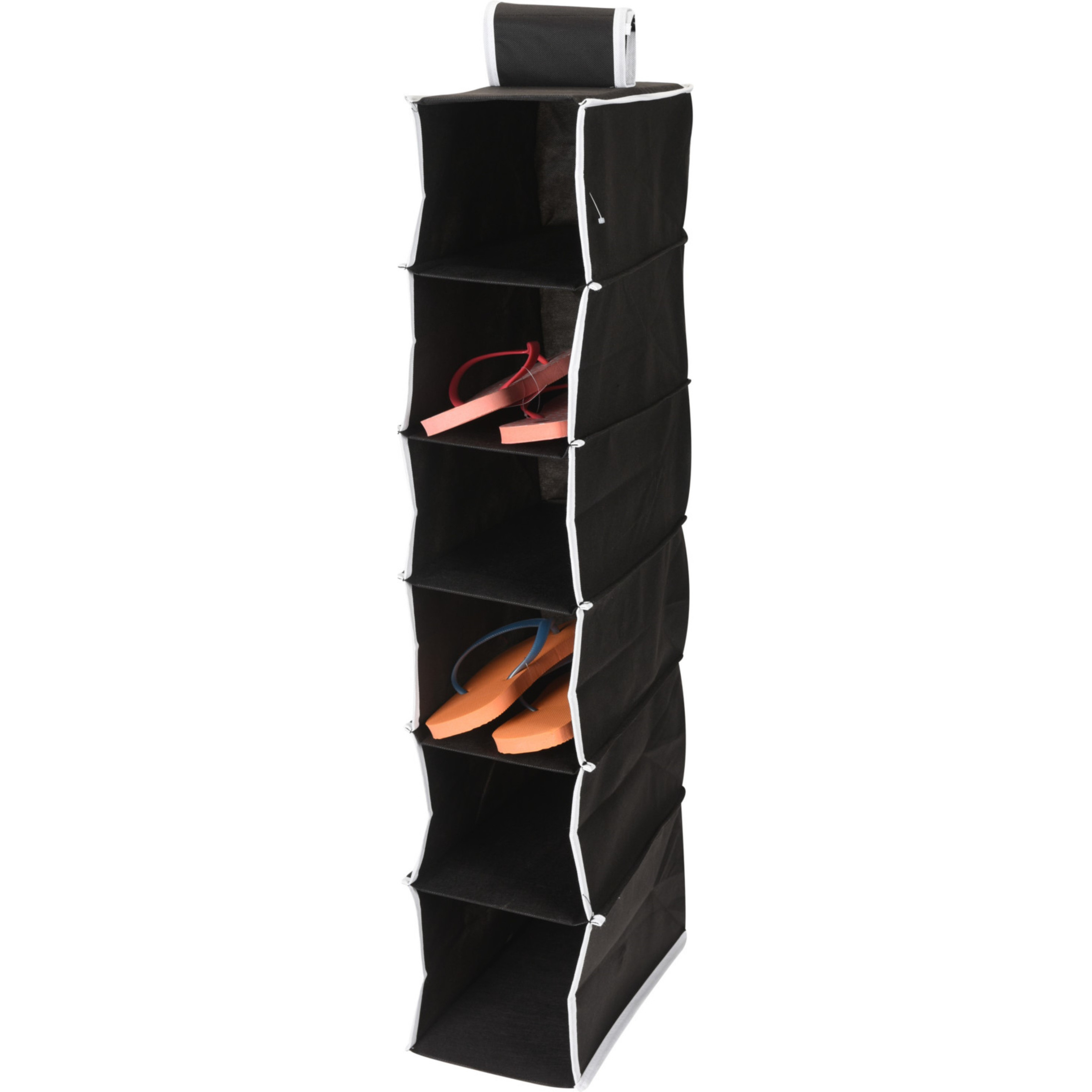 Storage Solutions Hangende kast organizer - 1x - zwart - met 6 vakken - 15 x 30 x 84 cm -