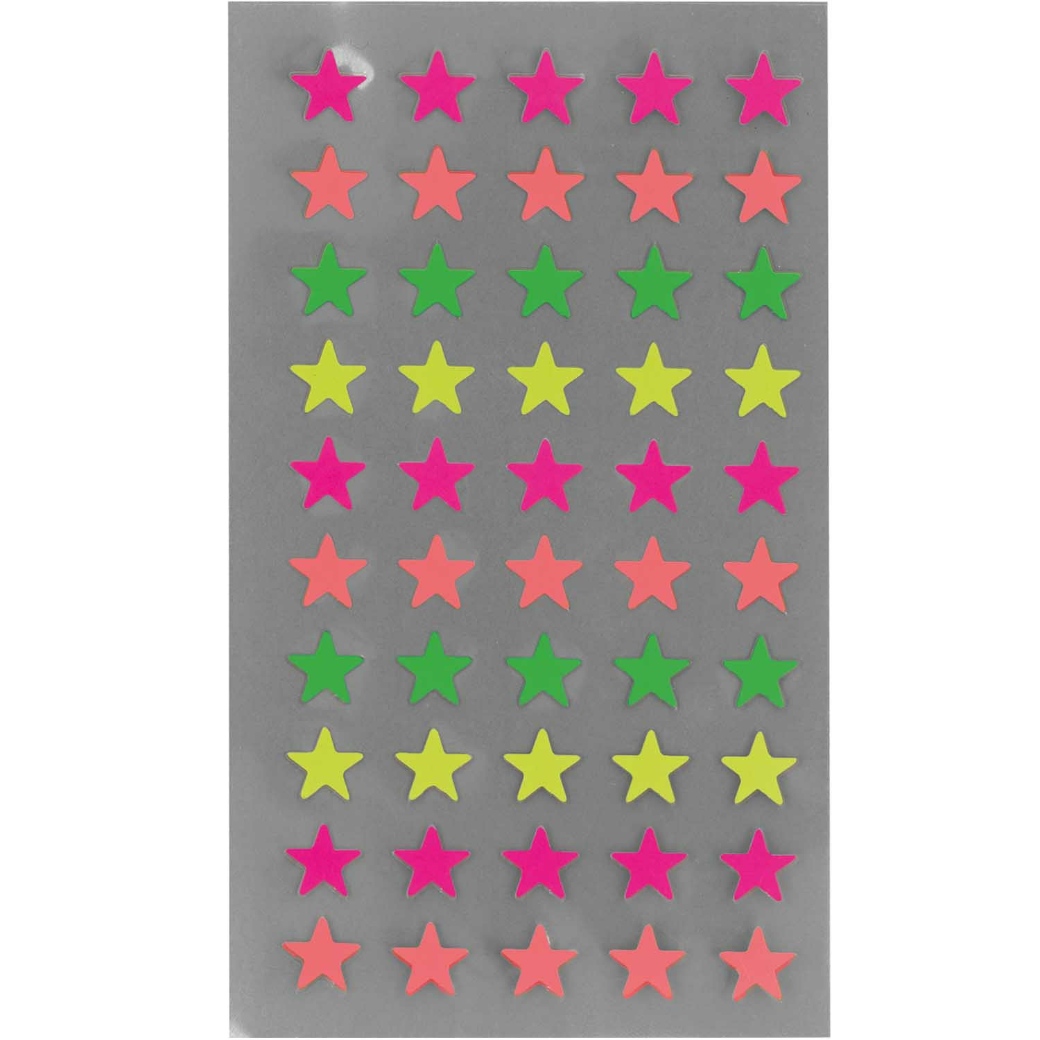 Hobby stickers - 400x stuks - sterren neon kleuren - sticker etiketten - dia 10 mm -