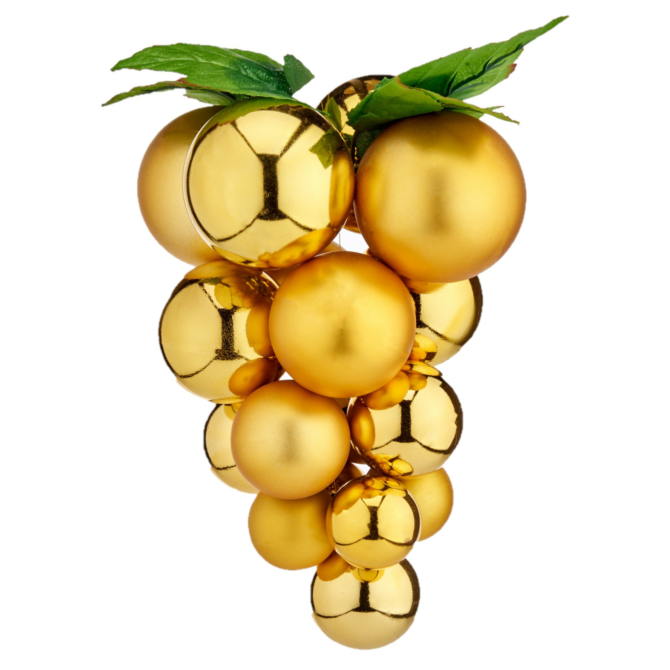 Kerstornament druiventros - goud - 20 cm - kunststof - kersthanger fruit - wijn thema