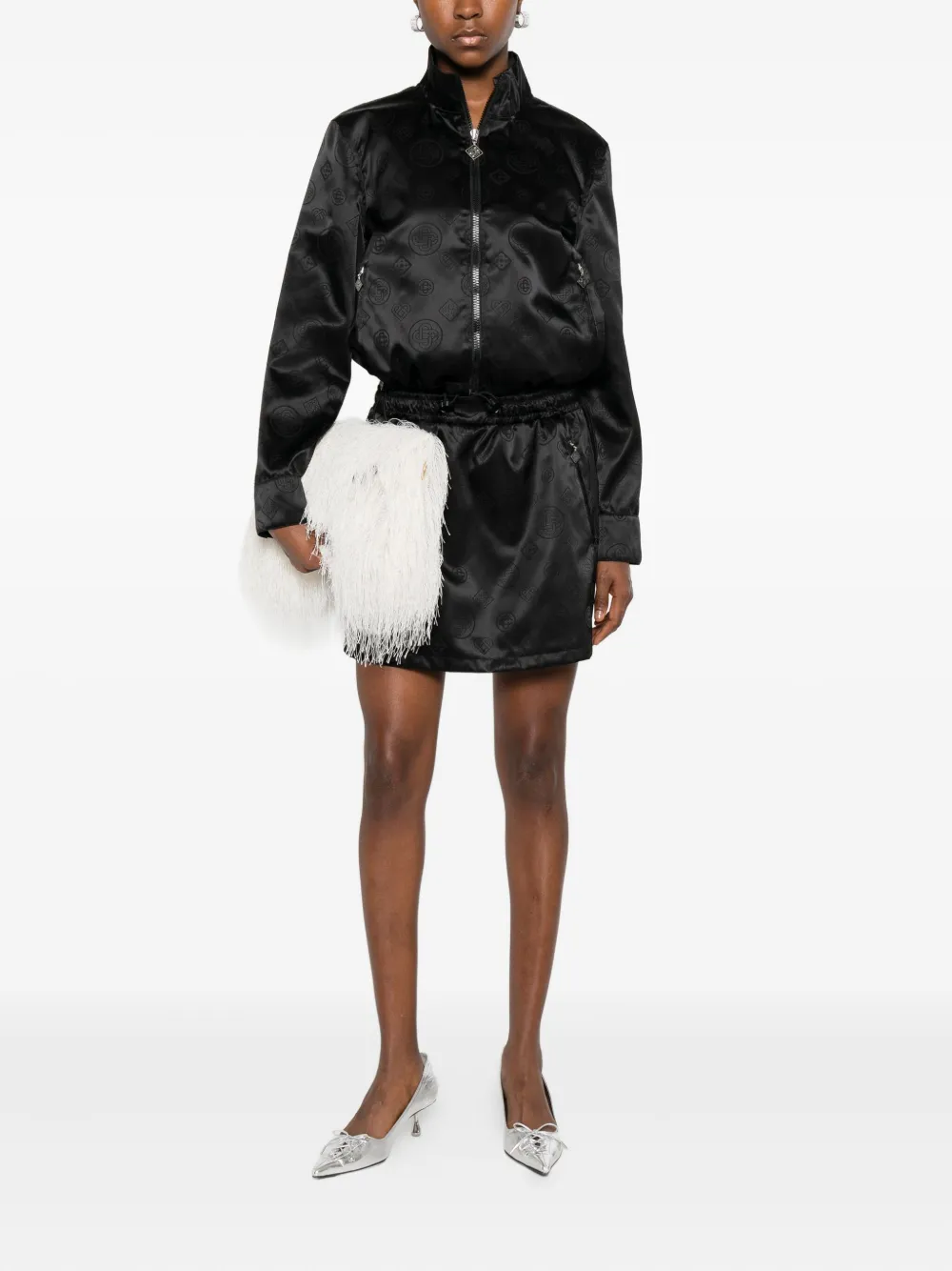 Casablanca Mini-rok met trekkoord en patroon - Zwart