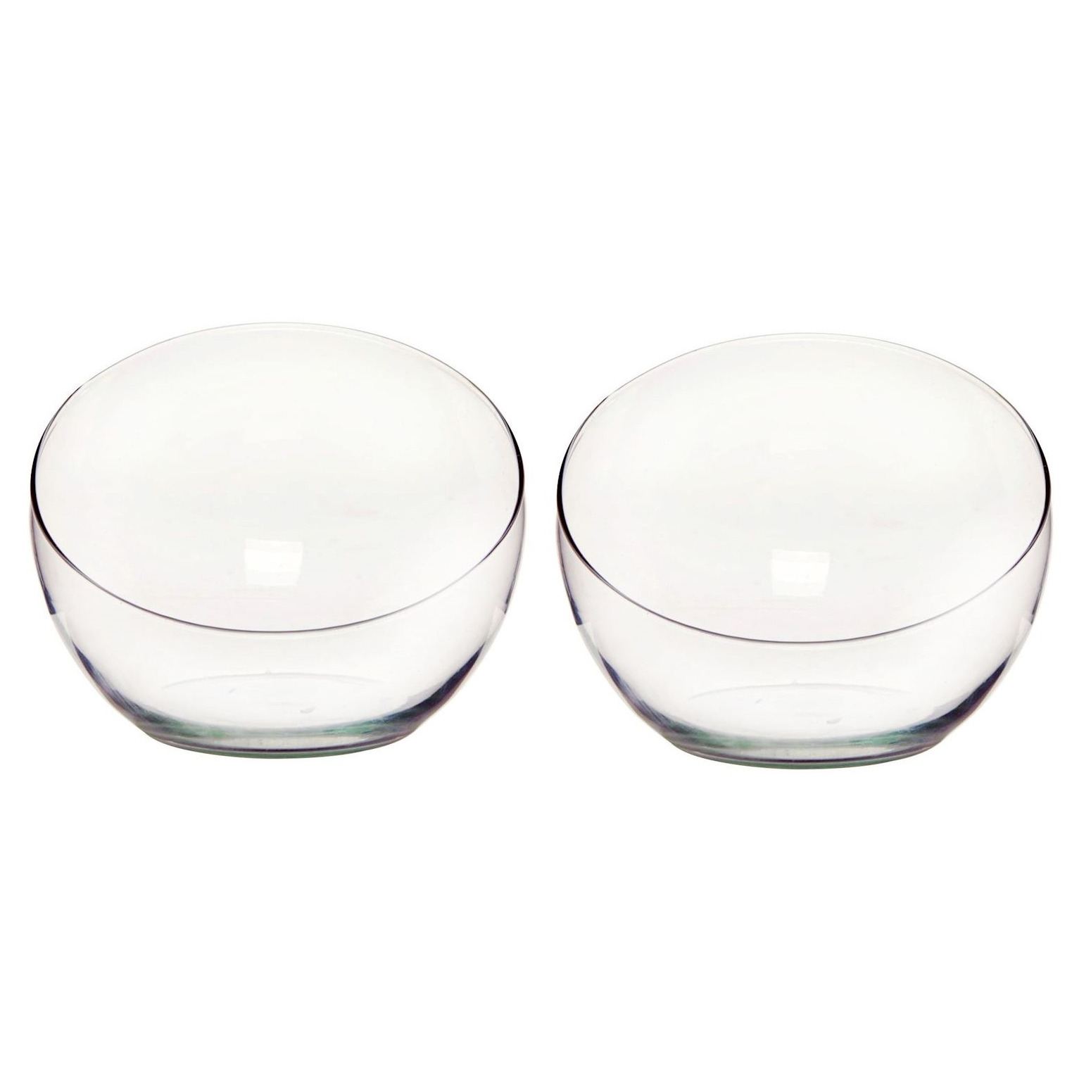 Bellatio Design Bolvaas schuine schaal - 2x - gerecycled glas - D25 x H20 cm