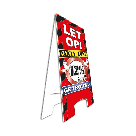 Waarschuwingsbord 12,5 jaar getrouwd - 58 cm - jubileum versiering bord - huwelijk