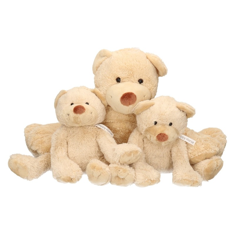 3x Beige Happy Horse moeder en kind beren knuffels Boogy 35 en 24 cm knuffeldieren