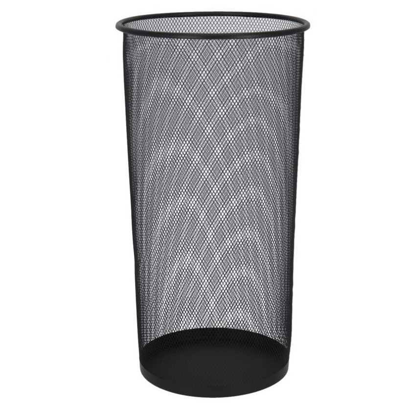 Gerimport paraplubak / houder - zwart - draad metaal - D26 x H50 cm