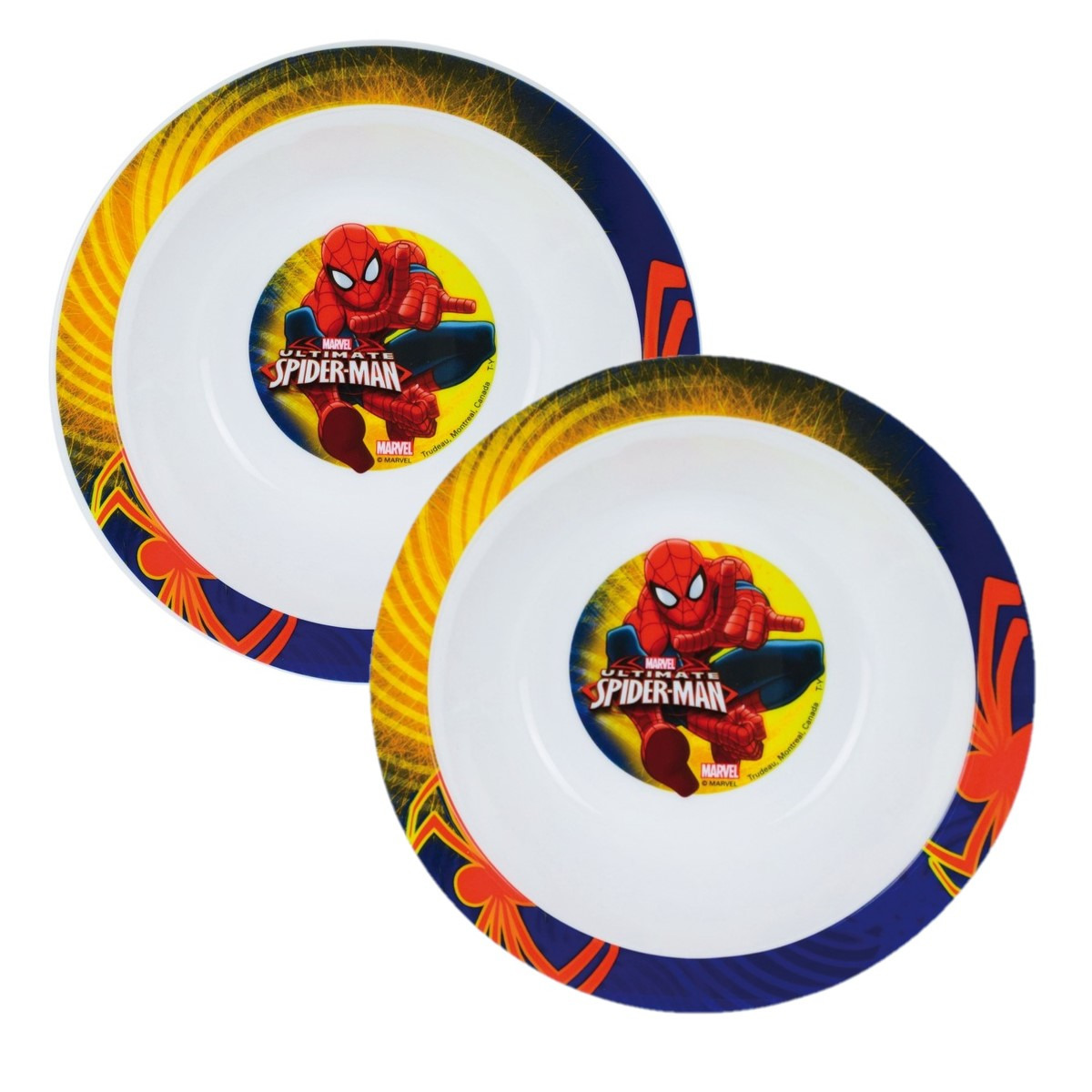 Spiderman servies bord - 2x - diep bord - kinder ontbijt bord - 16 cm