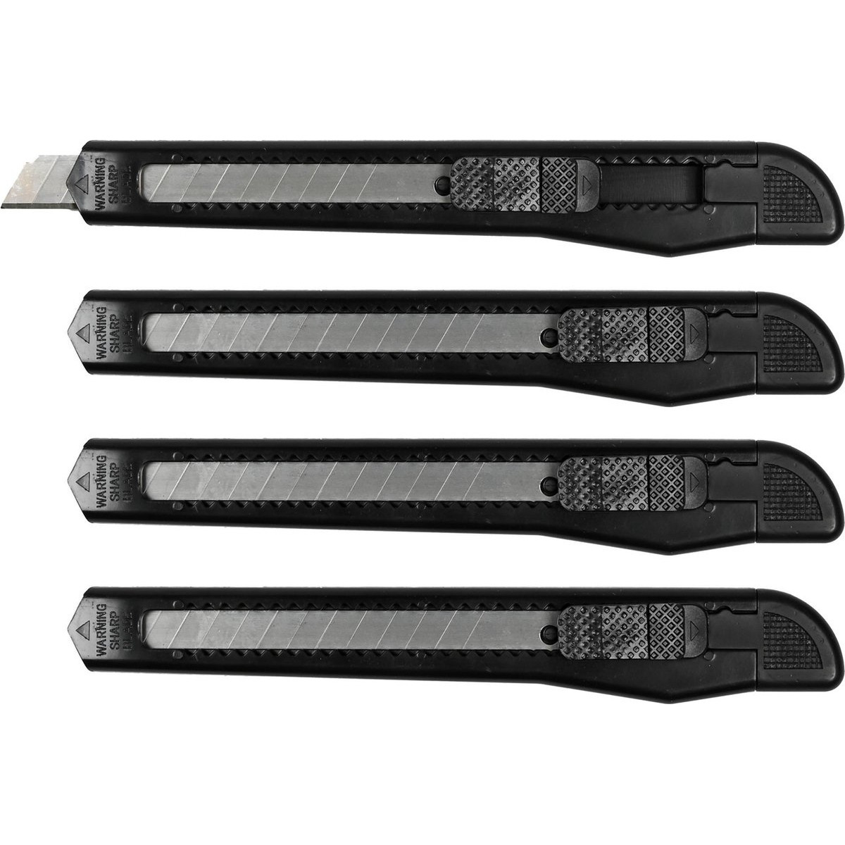 Benson Afbreekmessen - 4x stuks - zwart - breed - scherp mes