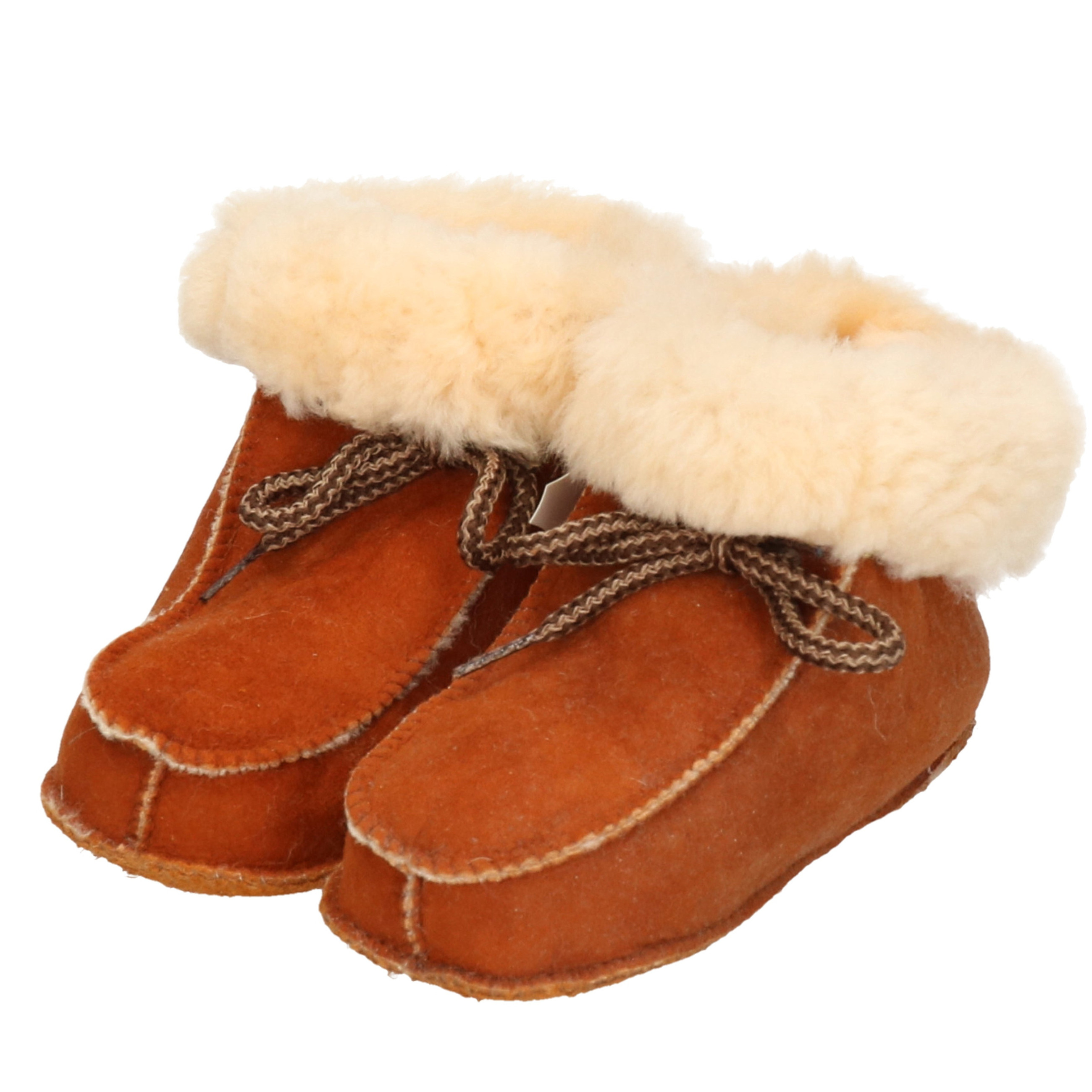 Bernardino baby/peuter pantoffels - bruin - lamsleer / wol