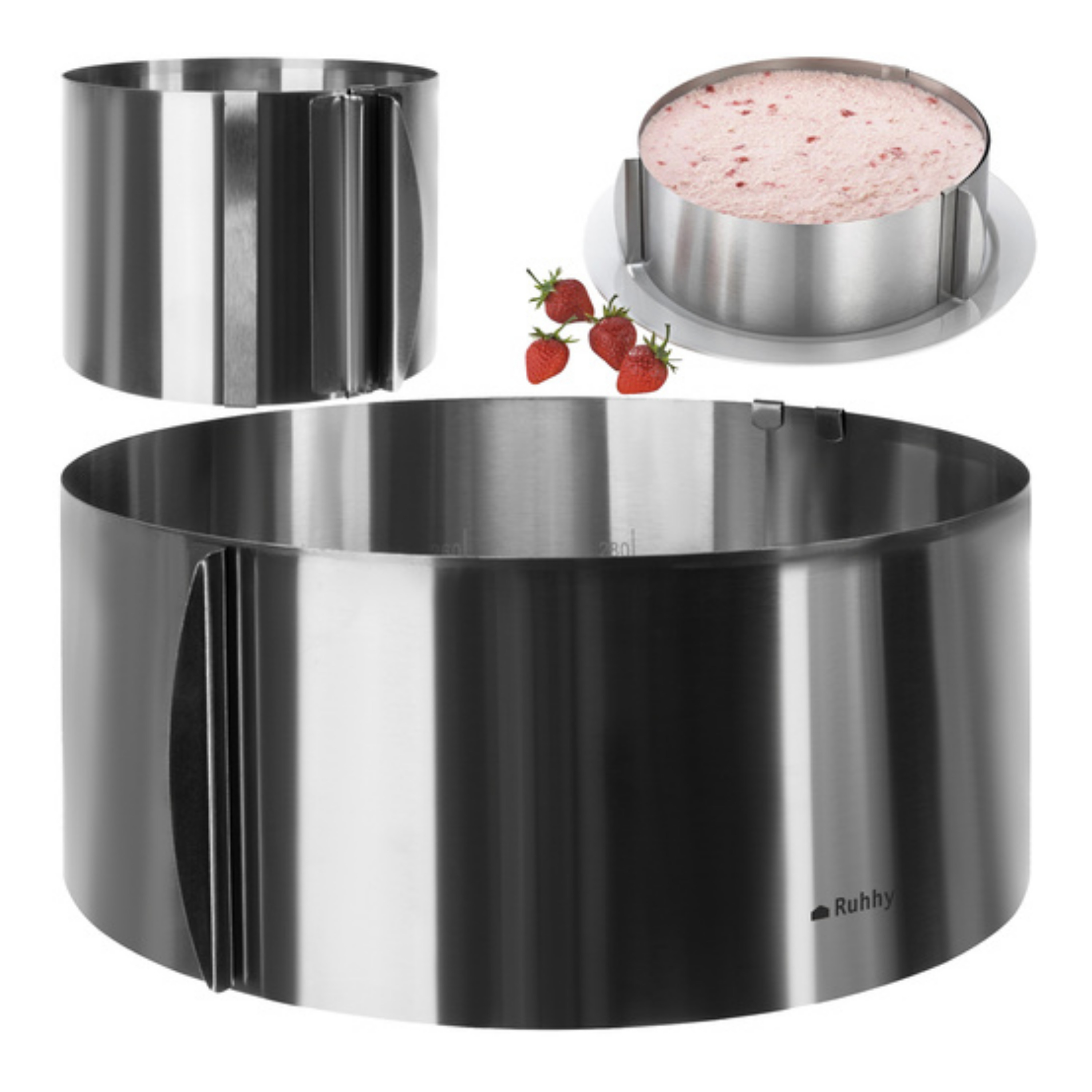 Ruhhy cakevorm verstelbaar - RVS - dia verstelbaar 16/30 cm - zilver