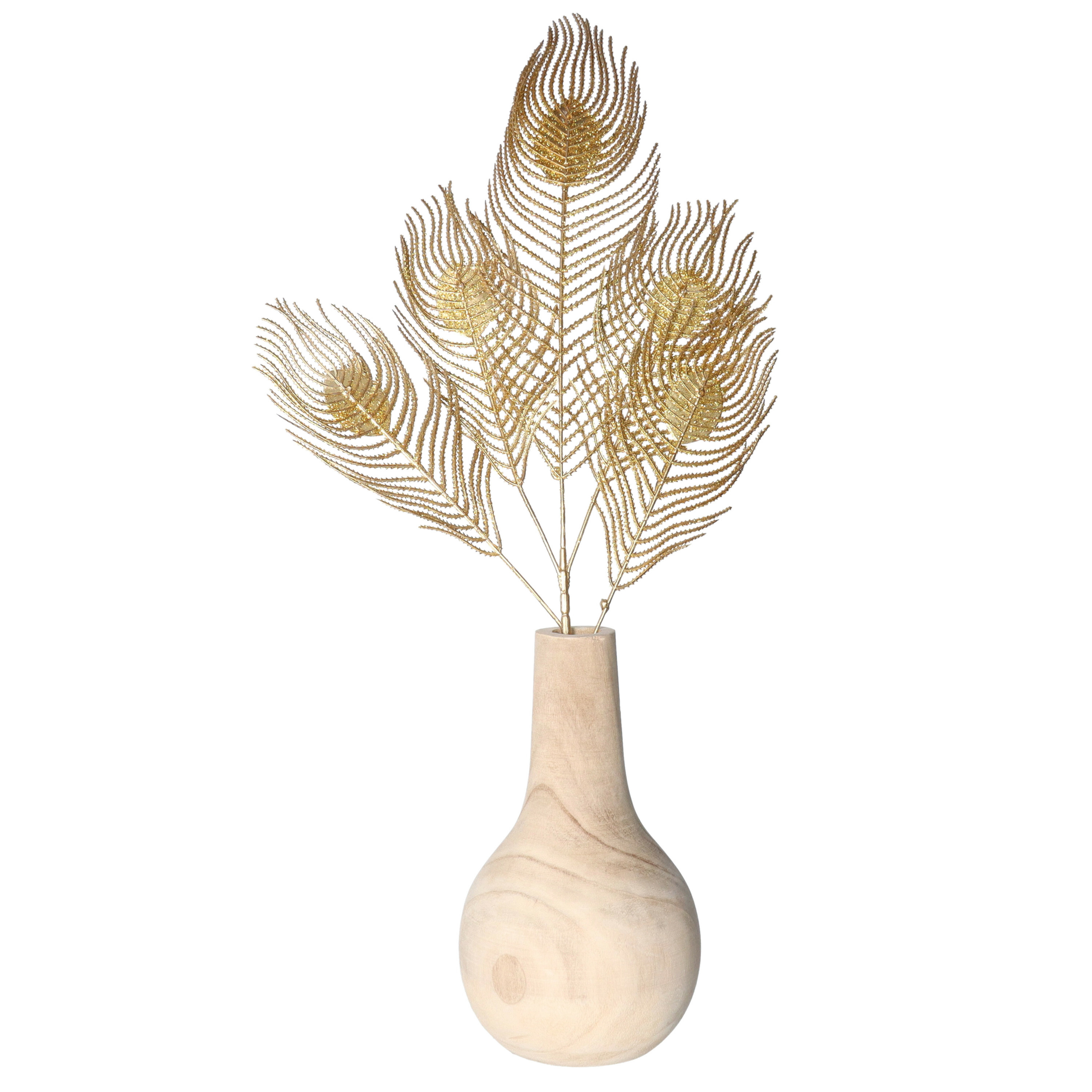 Countryfield Kunst siertak pauwvaren/pauwenveer - goud - 84 cm