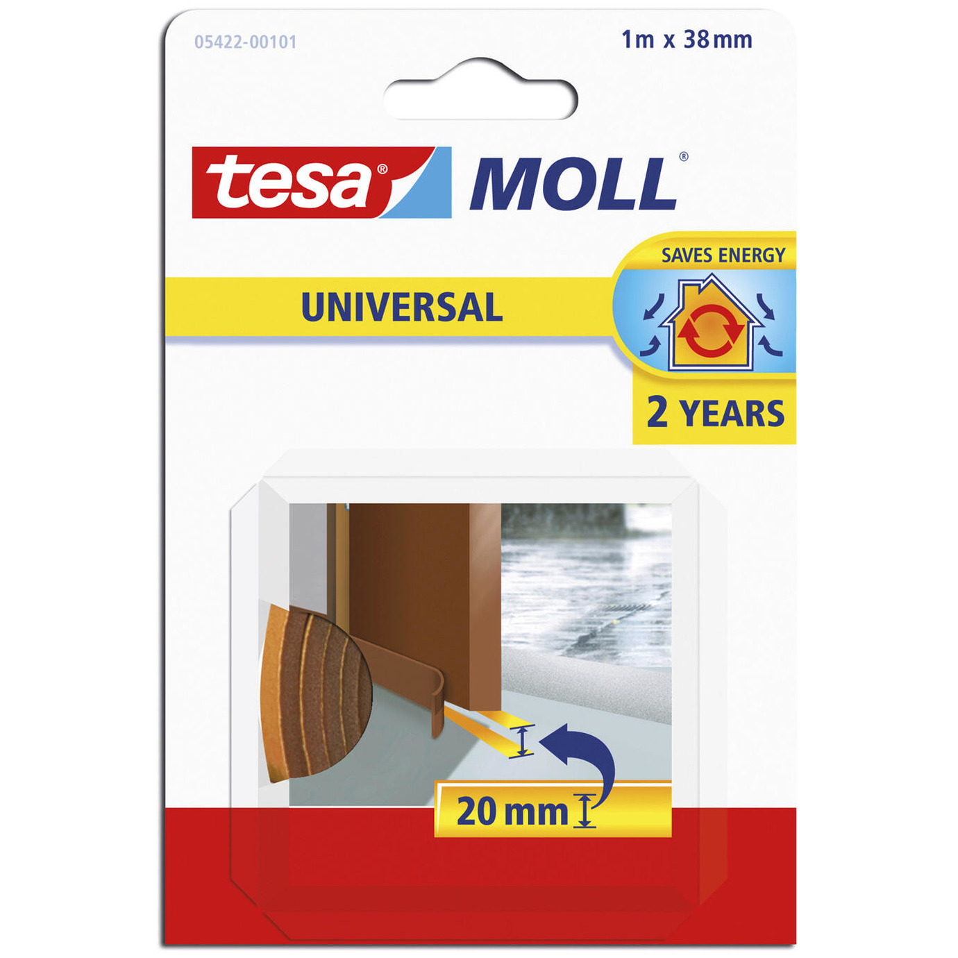 Tesa zelfklevende tochtstrook/tochtstrip bruin 1 mtr x 38 mm