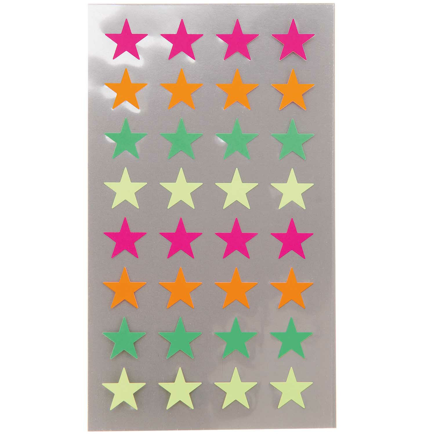 Rico Design Hobby stickers - 256x stuks - sterren neon kleuren - sticker etiketten - dia 18 mm
