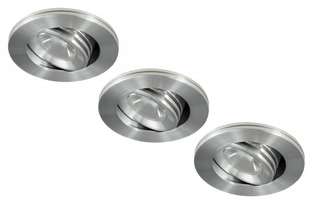 Set van 3 stuks dimbare mini inbouwLEDspot, 3 Watt, IP44