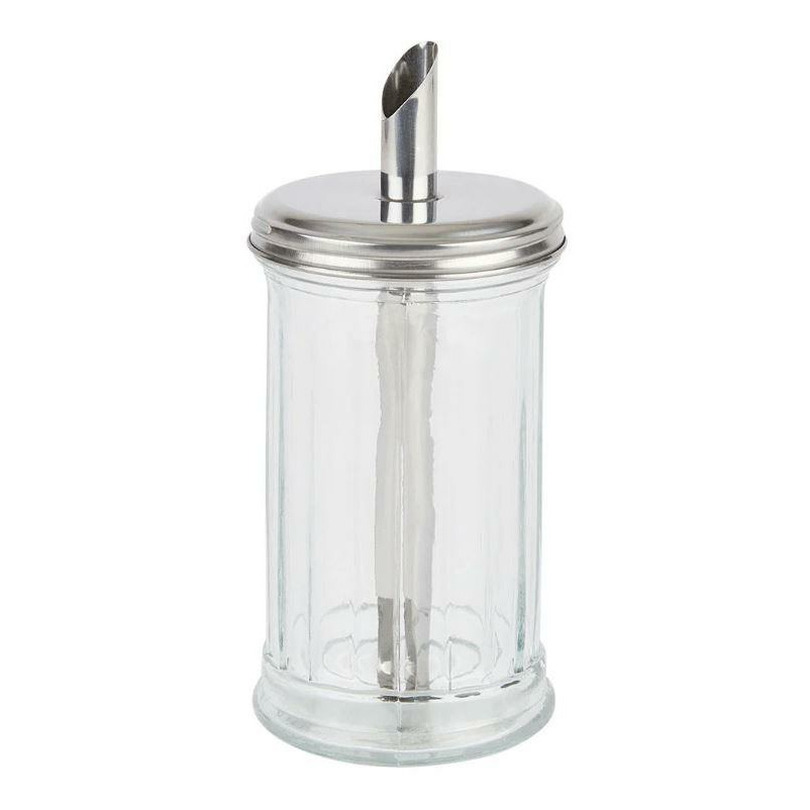 Home Deco Factory Suikerpot - glas/rvs - transparant/zilver - 17 cm