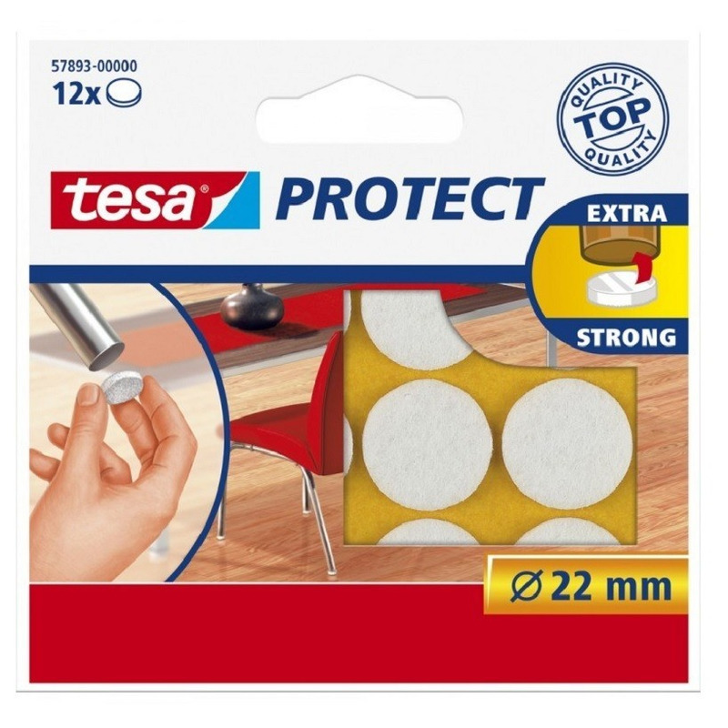 12x Witte ronde meubelviltjes/antislip stickers 2,2 cm