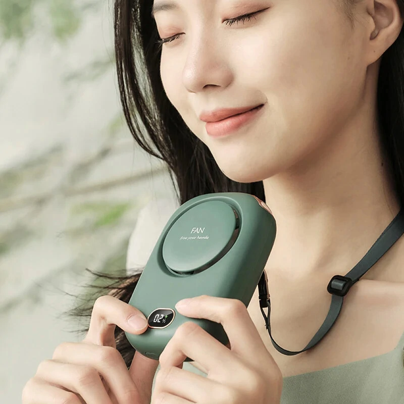 Mini Hangende Nekventilator Draagbare Sportloze Ventilator Oplaadbaar via USB Hangende Taille 3-snelheden Verstelbaar Ve