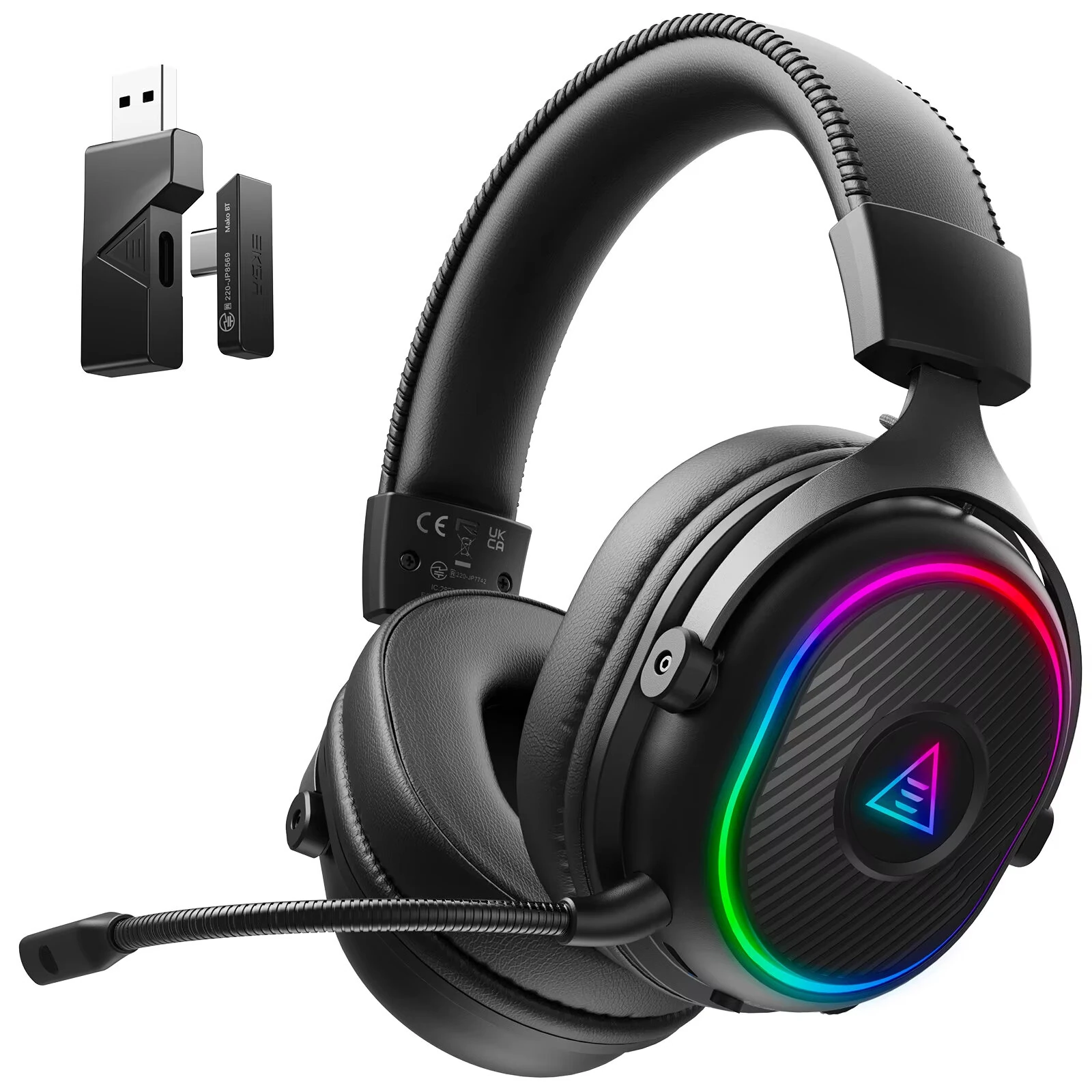 Oneodio EKSA MaKo BT Gaming Headset 2.4GHz Draadloze Bluetooth koptelefoon RGB Licht 50 mm Drivers 3D Stereo Surround Au