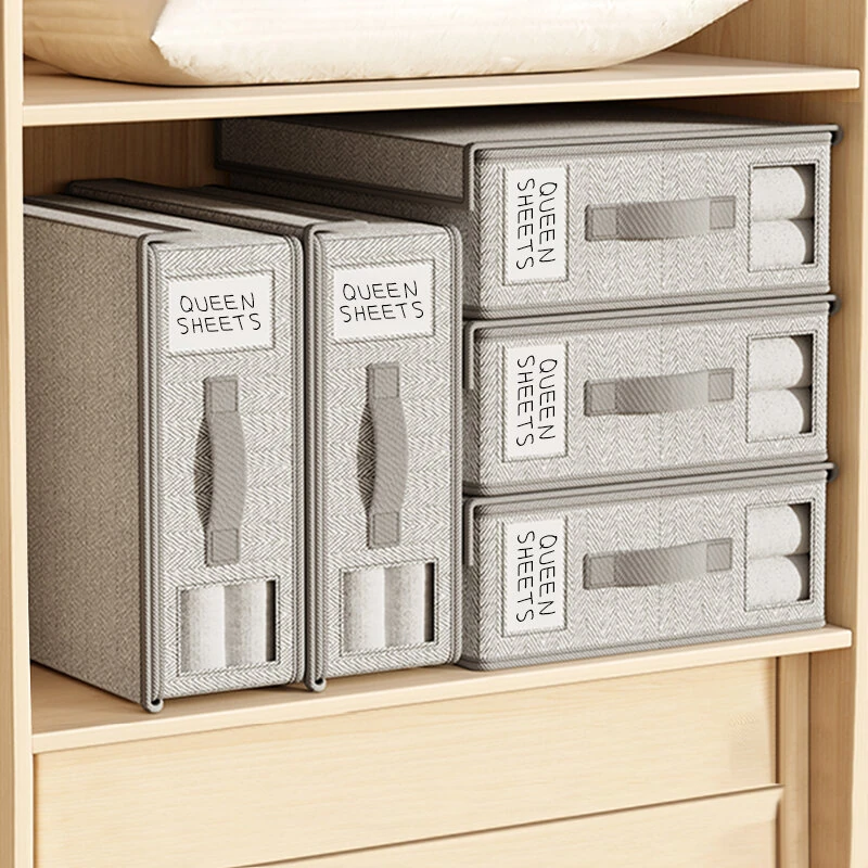 38x32x12 cm Non-woven Kledingopbergdoos met Deksel Bedlaken Opbergdoos Kledingstof Organizer Garderobe Dekens Kussenhoes