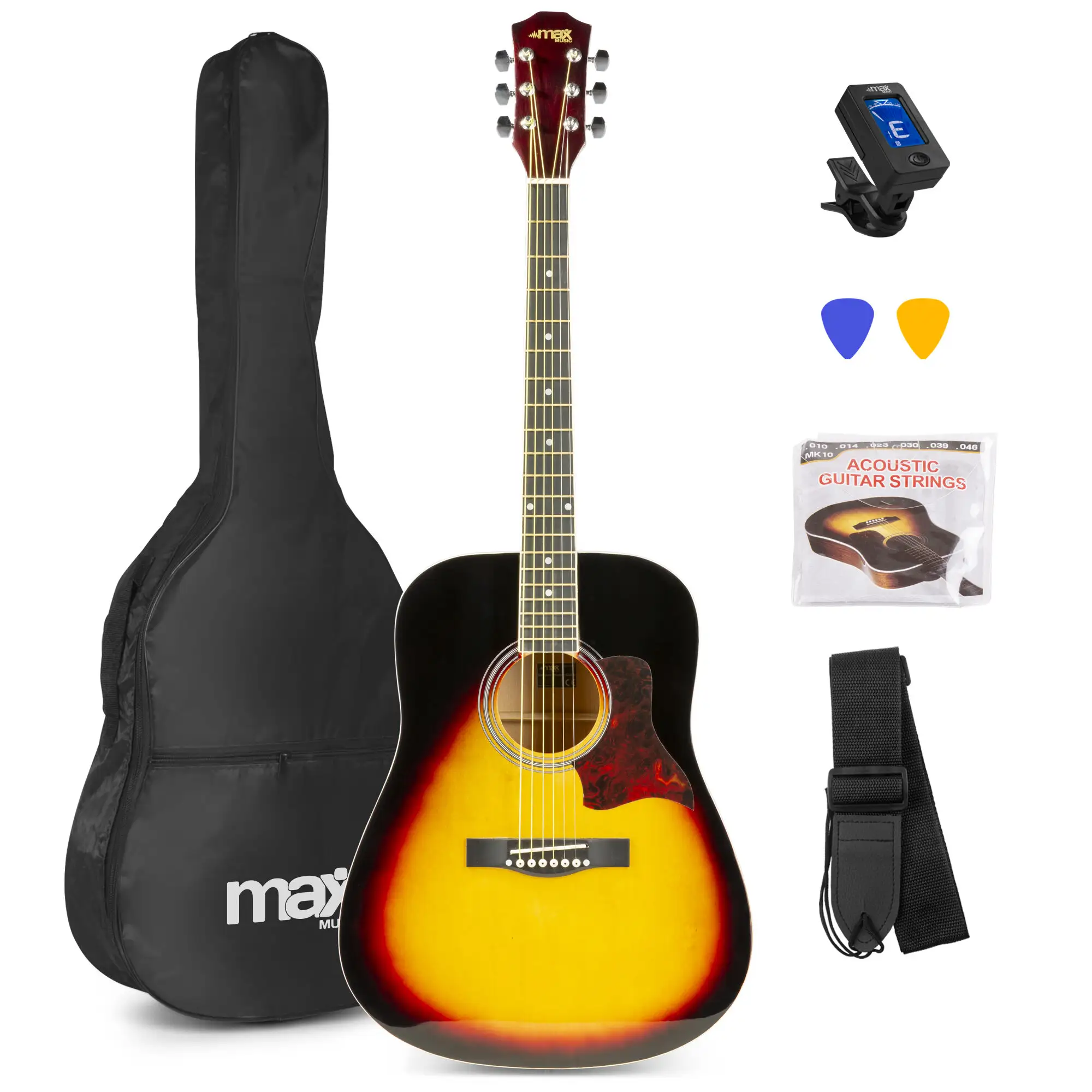 MAX SoloJam Western akoestische gitaar starterset - 4/4 - Sunburst